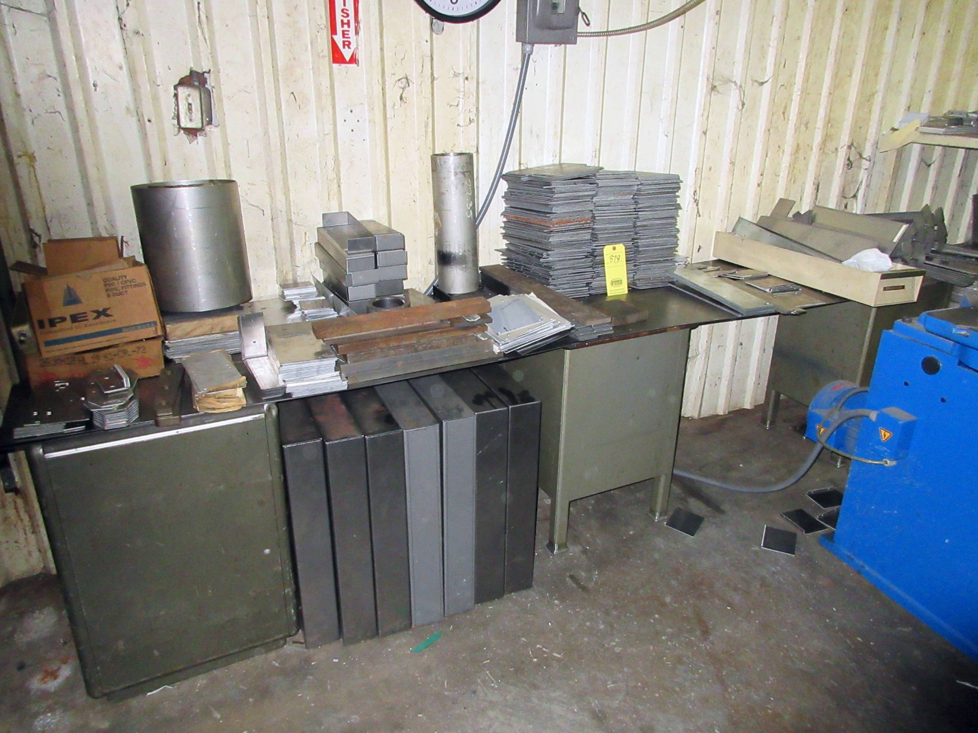 LOT OF UNFINISHED PRODUCT: stainless steel, metal, aluminum mix, w/rack