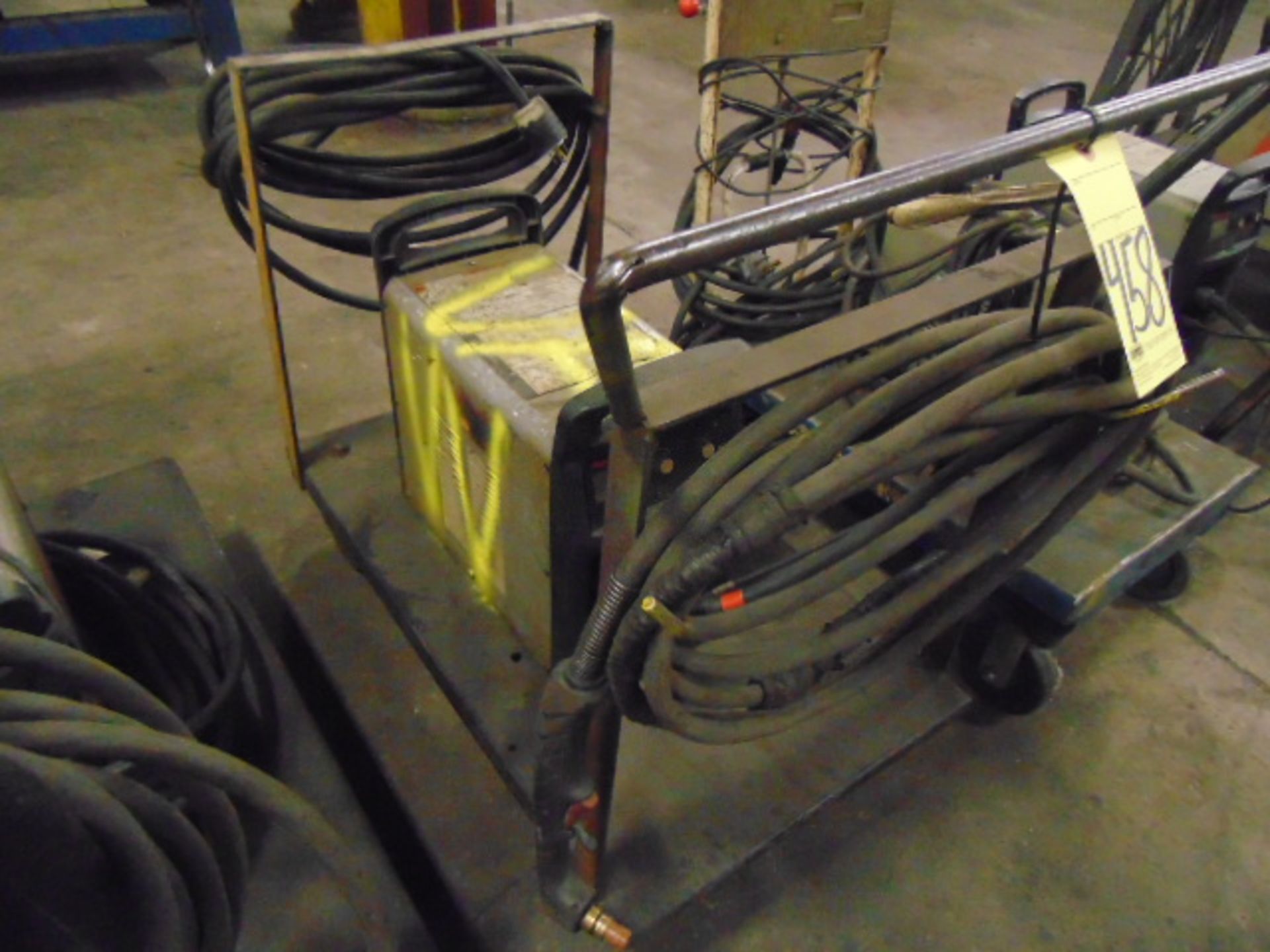 PORTABLE PLASMA CUTTER, HYPERTHERM MDL. POWERMAX 65, w/roller cart, torches & leads