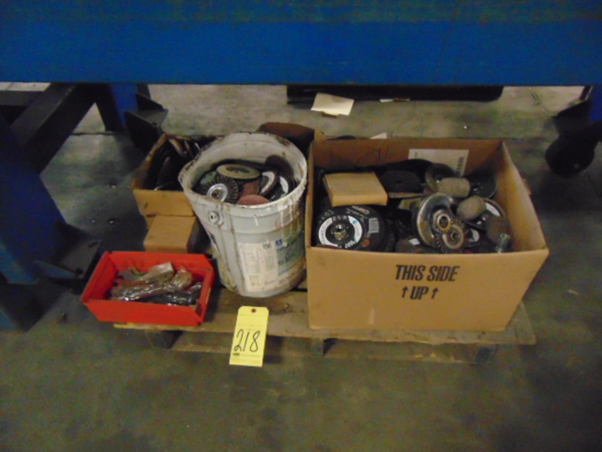 LOT CONSISTING OF: assorted grinding wheels, wire wheels & grinding stones (under two benches)