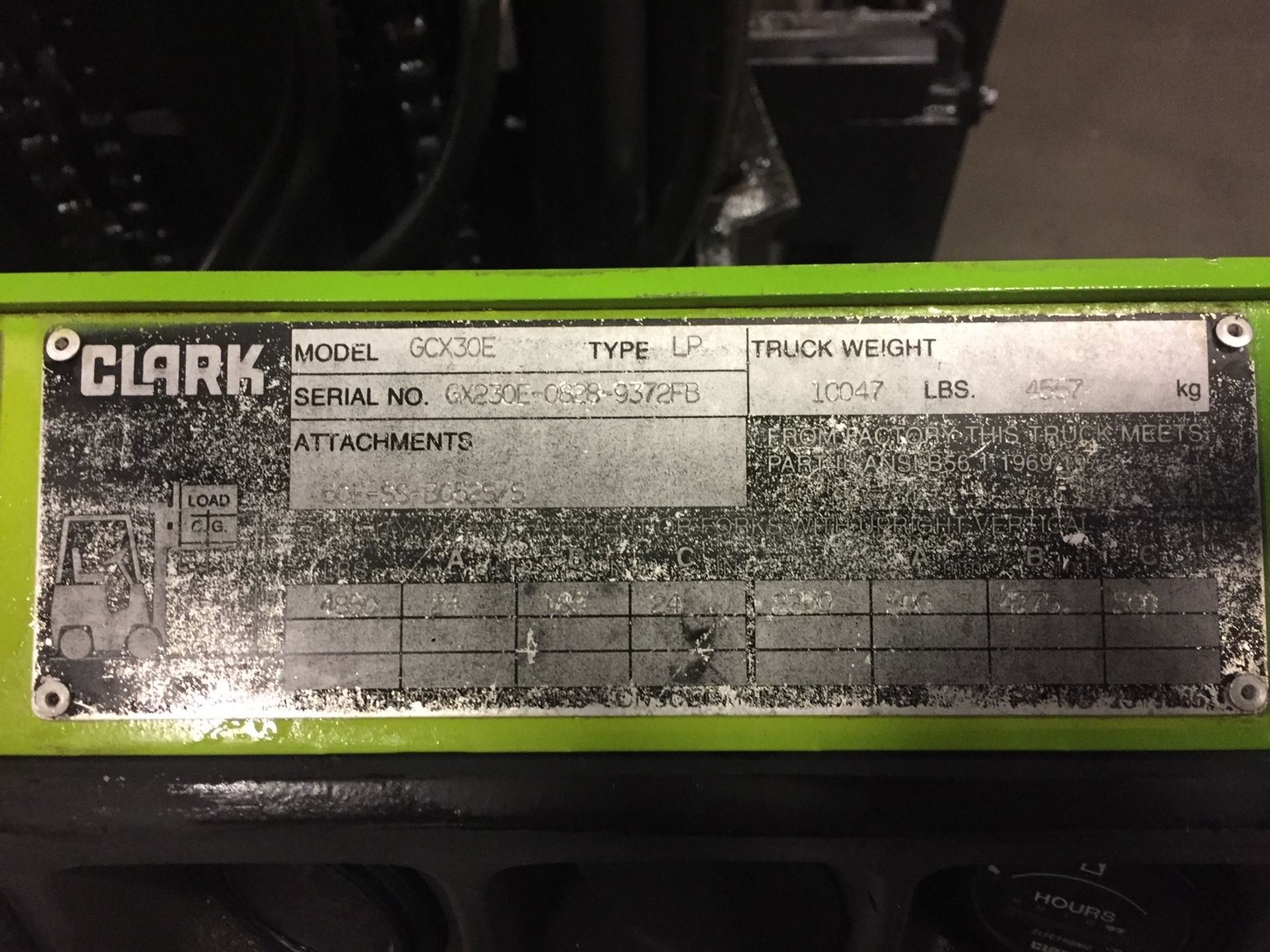 FORKLIFT, CLARK 6,000 LB. CAP. MDL. GCX30EM, LPG, 189" max. lift ht., 83" 3-stage mast, side - Image 8 of 9