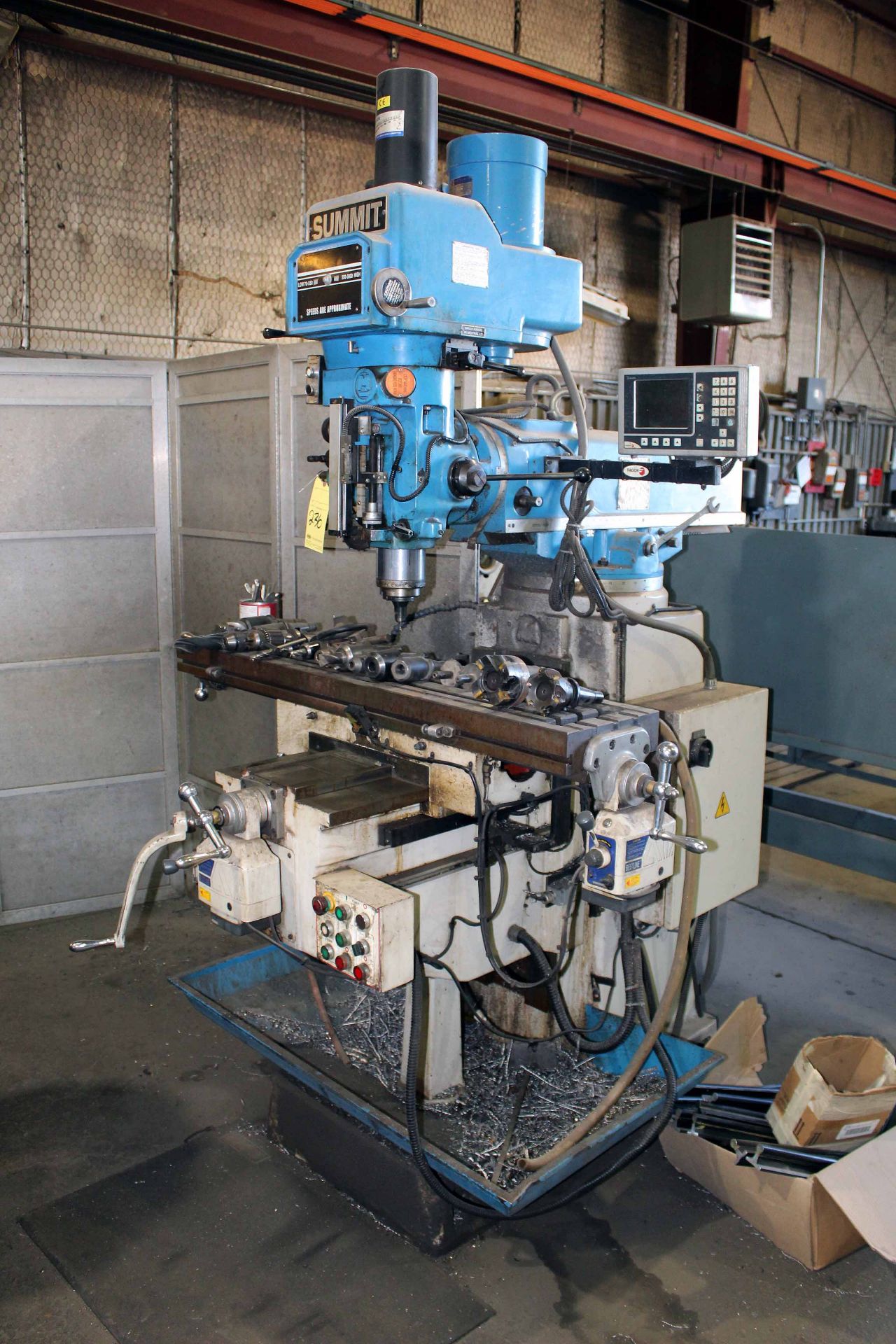 VERTICAL TURRET MILL, SUMMIT MDL. VS-550B, 11" x 52" table, (3) pwr. feeds, Fagor D.R.O., air pwr.