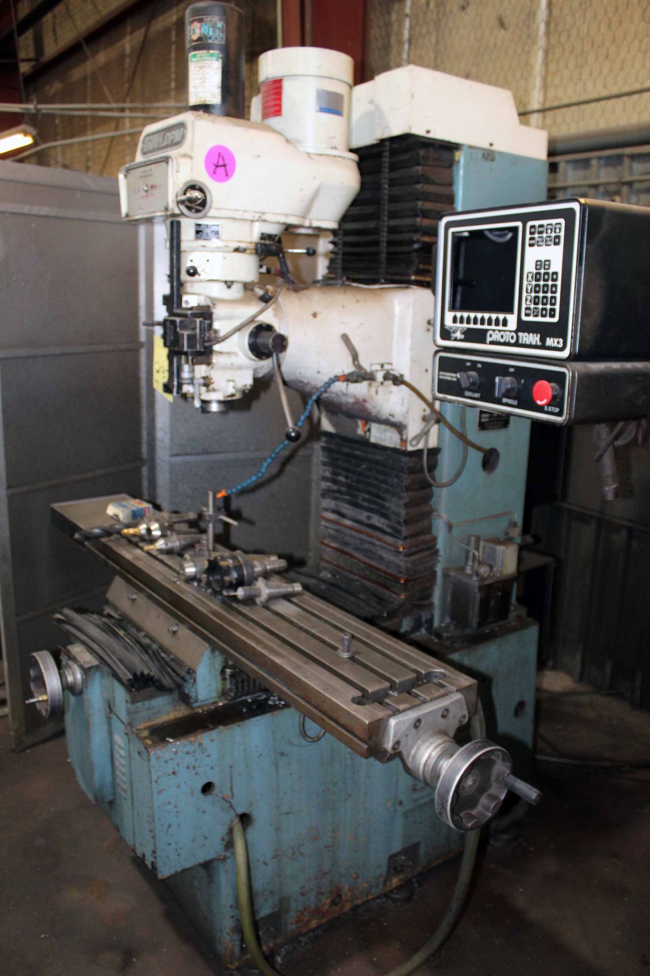 CNC VERTICAL TURRET MILL, TRAK DPM, 440 v., 10" x 50" table, ProtoTrak MX3 controller, assorted - Image 2 of 5