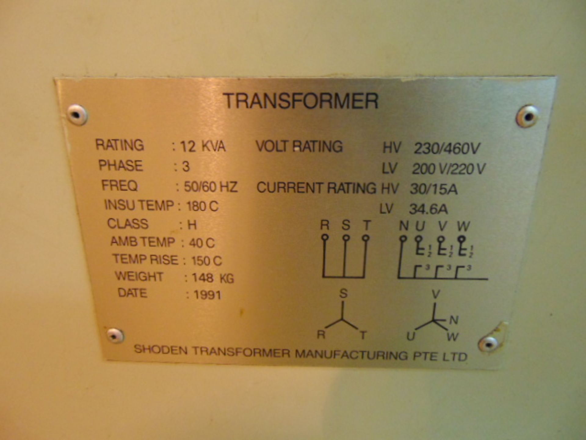 TRANSFORMER, SHODEN, 12 KVA, 3 phase - Image 2 of 2