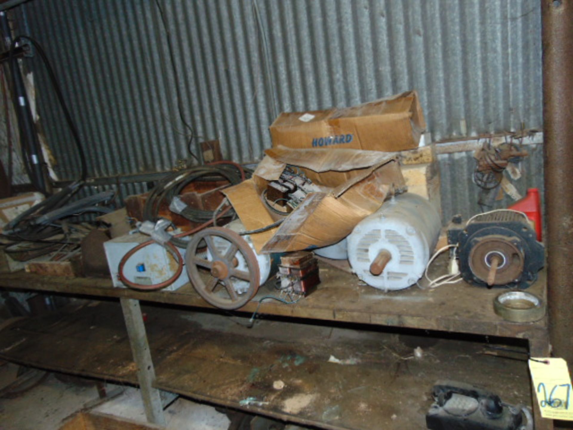 LOT CONSISTING OF: assorted electric motors, misc. & table