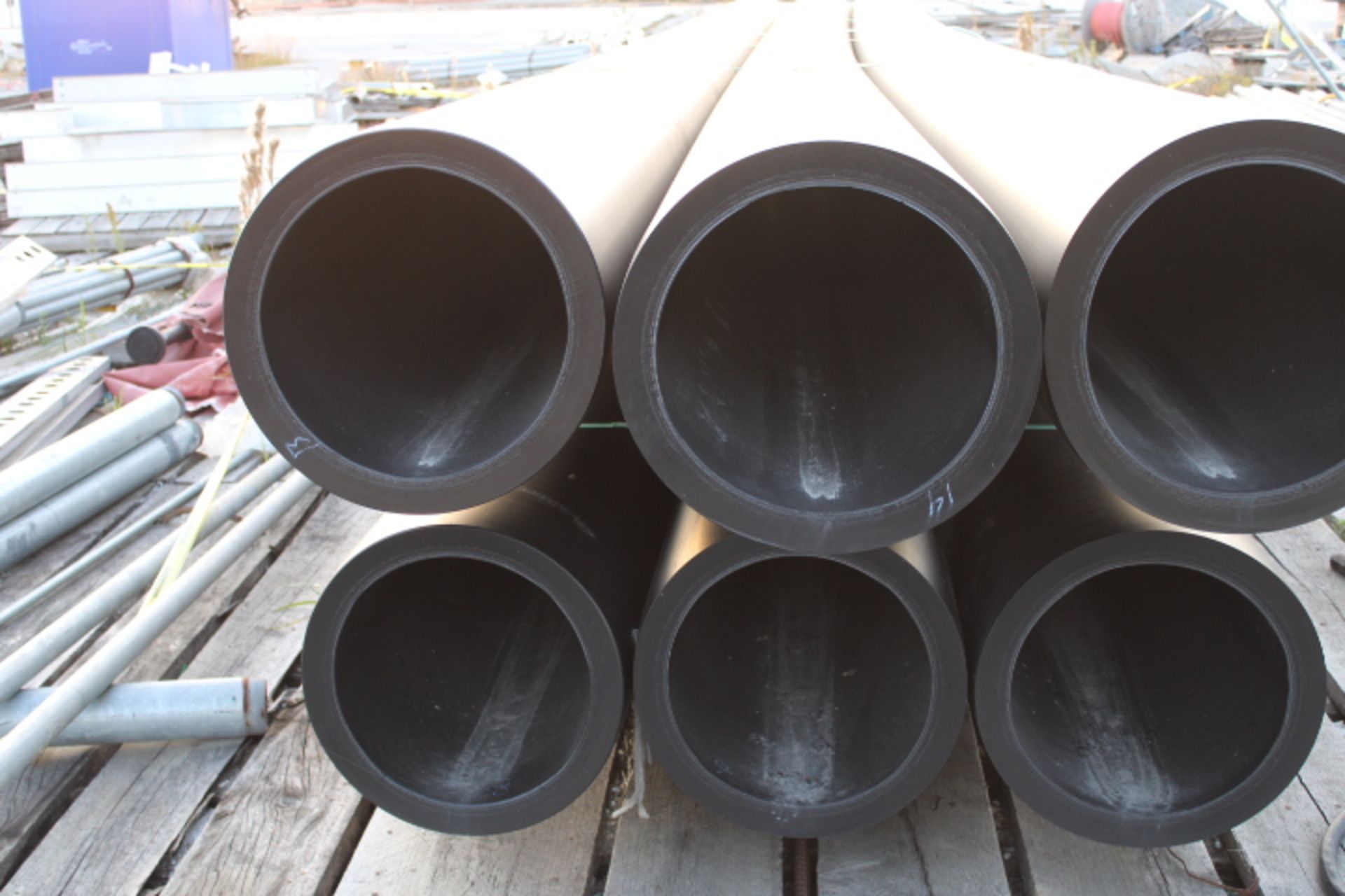 LOT OF BLACK CARBON STEEL PIPES (6), 19-1/2" O.D. x 16-1/2" I.D. x approx. 36'L. (this lot will - Image 2 of 2