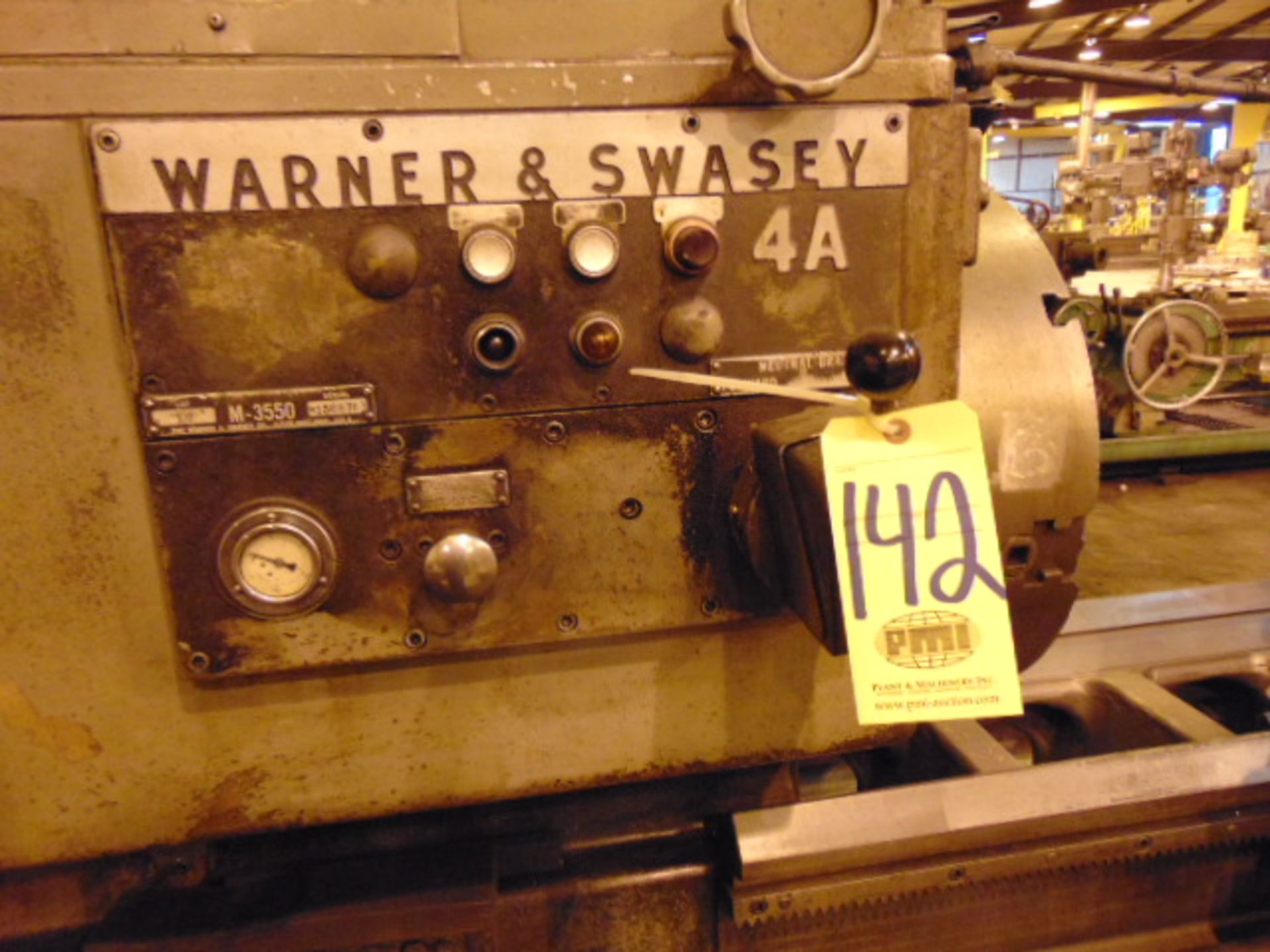 TURRET LATHE, WARNER & SWASEY MDL. 4A, M-3550, 9-1/2" spdl. bore, 6 pos. turret, fixed turret, 24" - Image 8 of 13