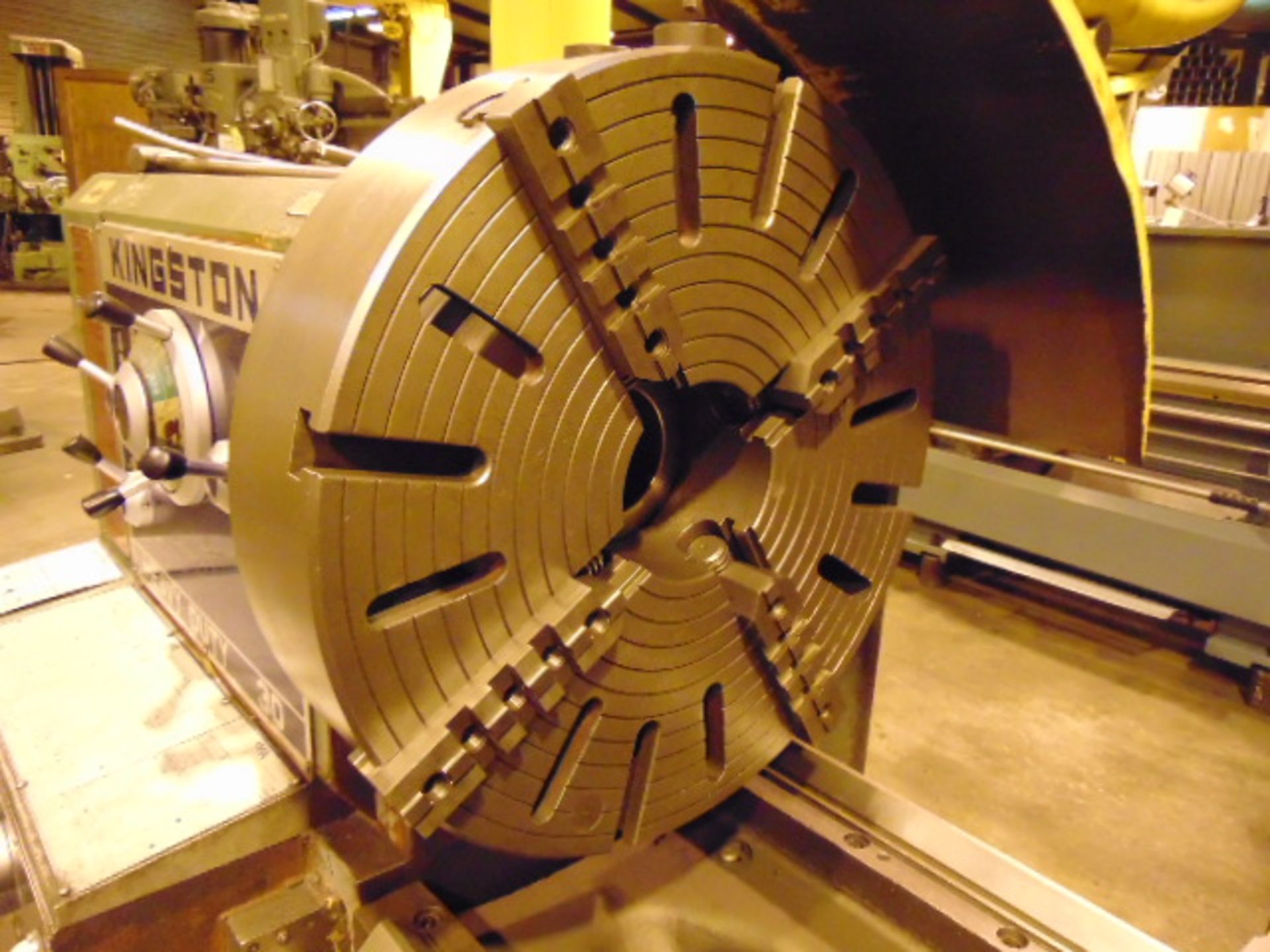 GAP BED ENGINE LATHE, KINGSTON 30” X 80” MDL. HR2000 HEAVY DUTY, new 1996, 24-3/4” dia. 4-jaw chuck, - Image 3 of 17