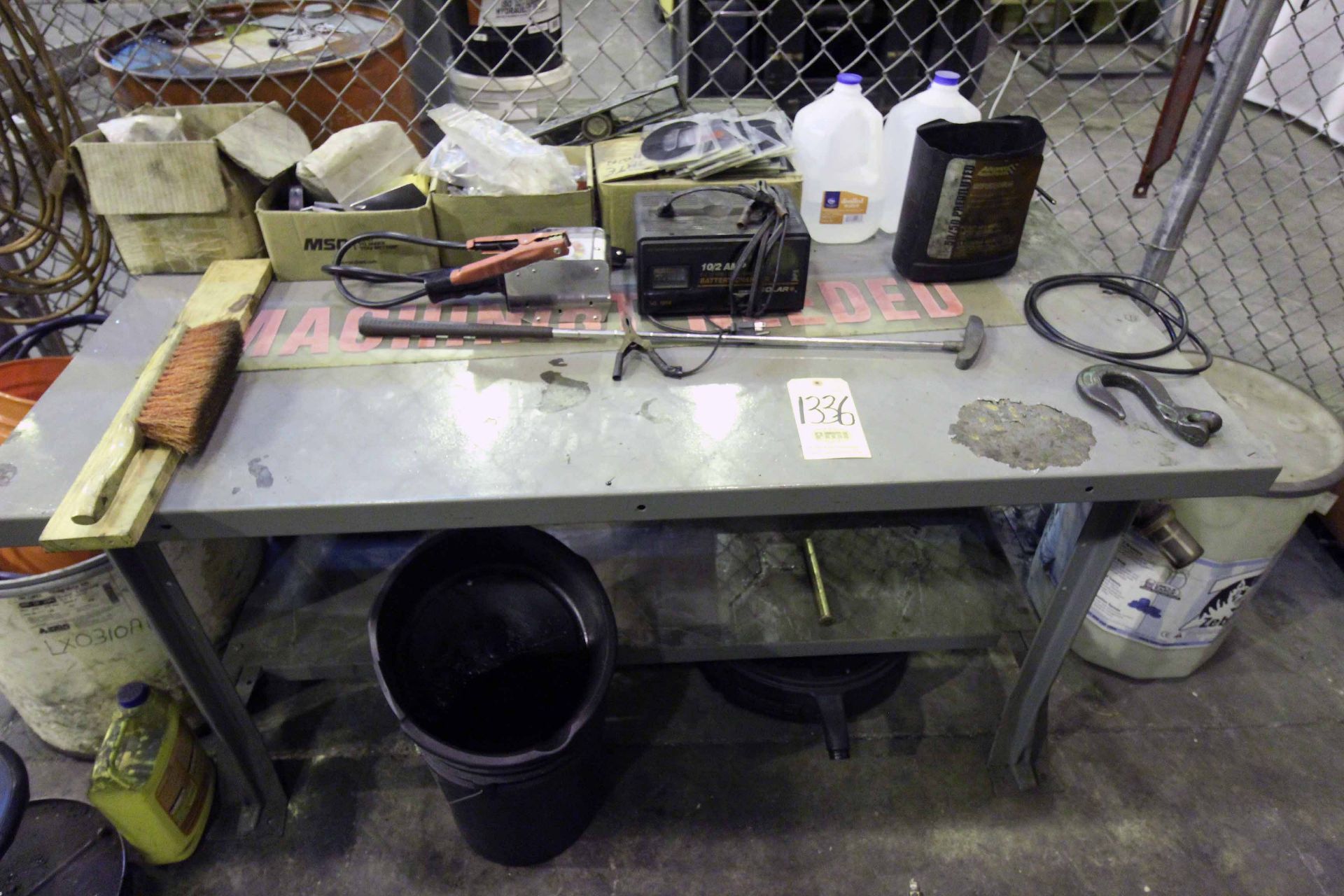 LOT CONSISTING OF: workbench, battery charger, etc.