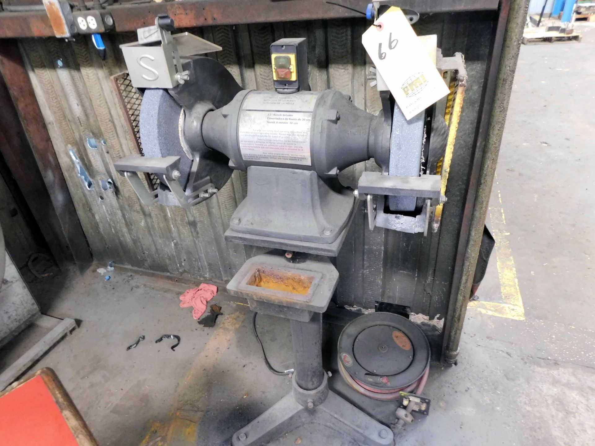 DOUBLE END PEDESTAL GRINDER, DAYTON 12" MDL. 1FYX2, 2 HP motor