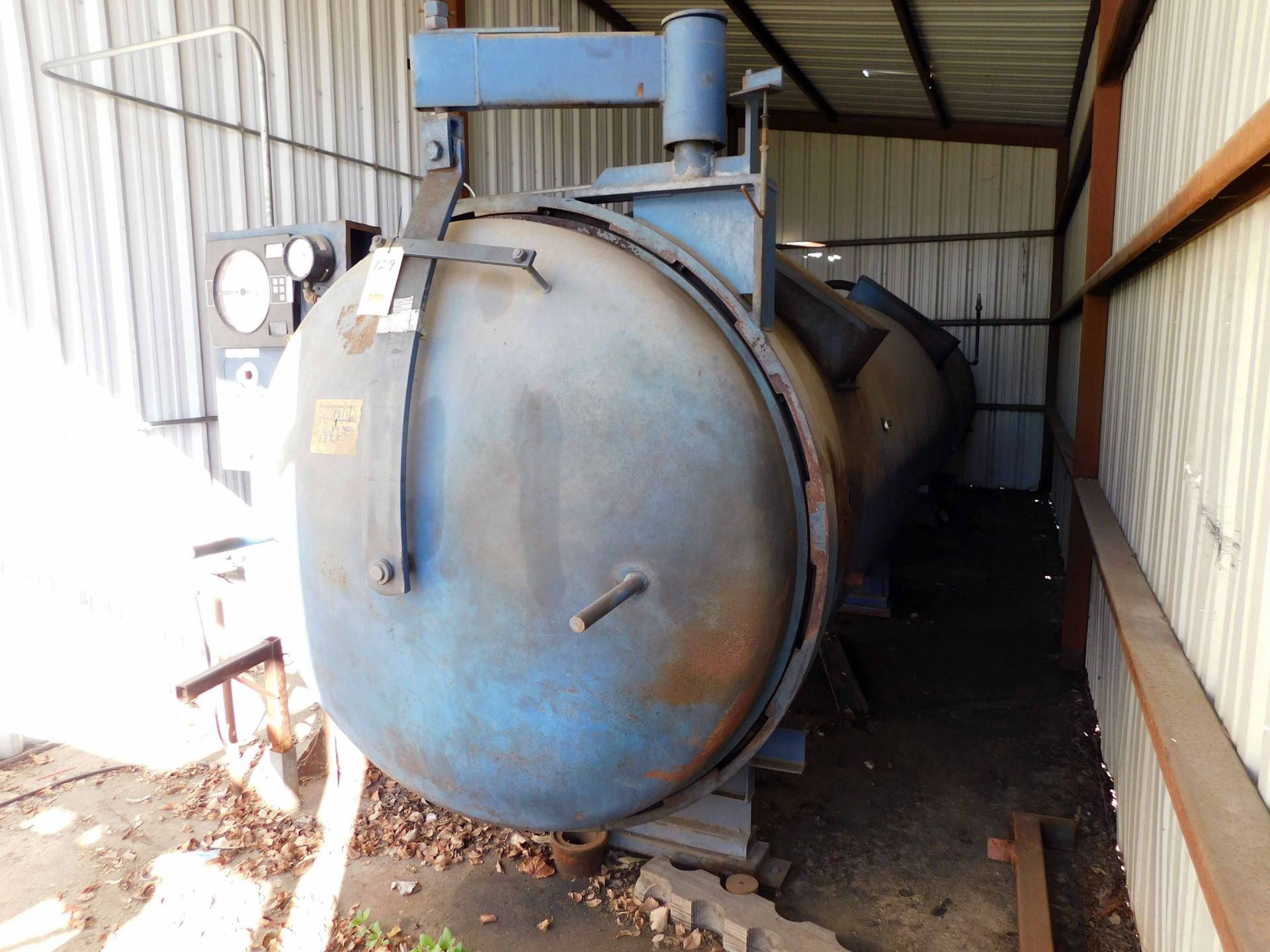 AUTOCLAVE, CEDCO, 48” I.D. x 24’L., 100 PSI @ 450 deg., electric fired, Rapidoor, rail system w/