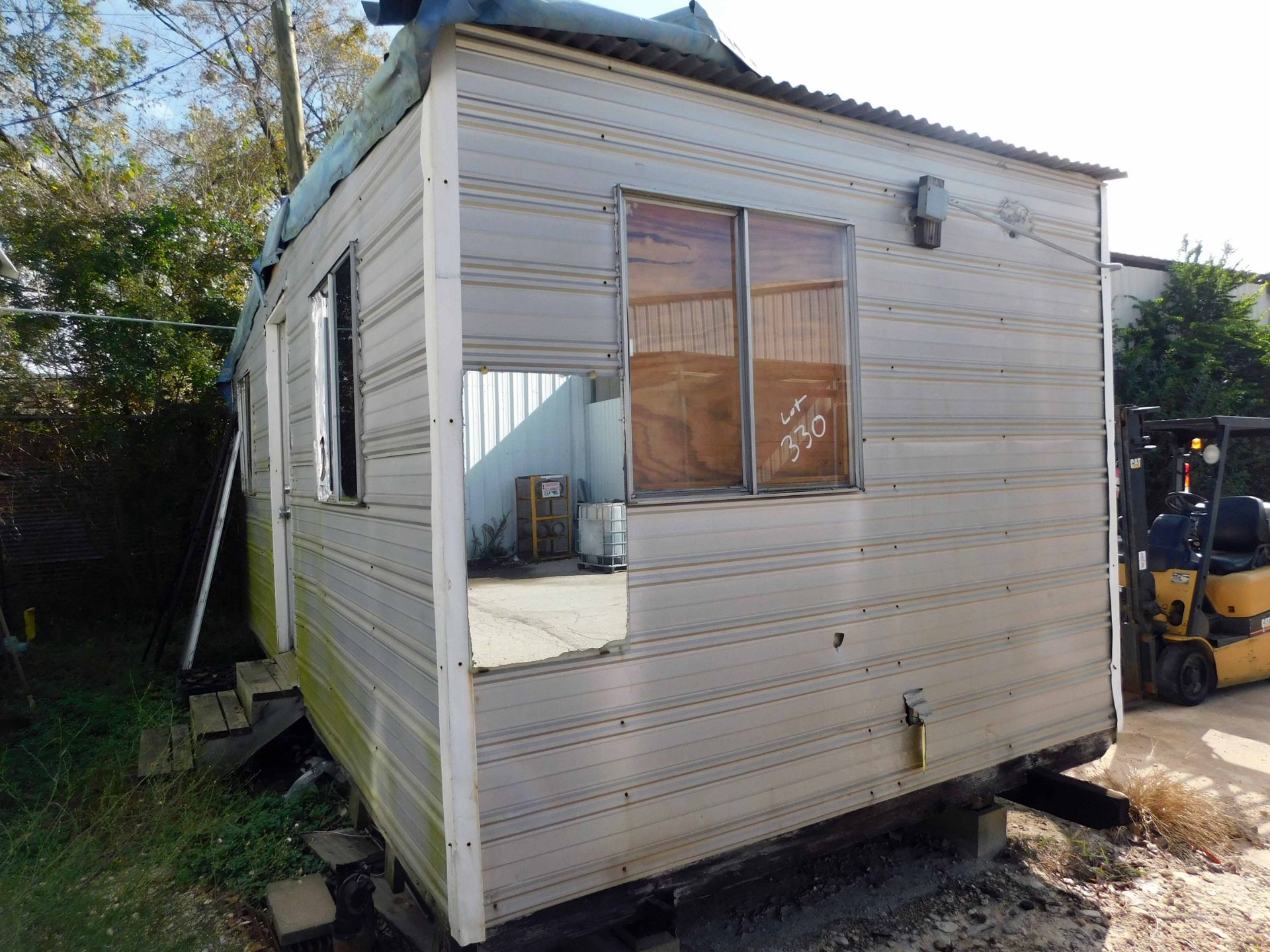 PORTABLE OFFICE, approx. 10' x 20', w/(2) desks, printer, computer, coffee maker, (2) A/C units,