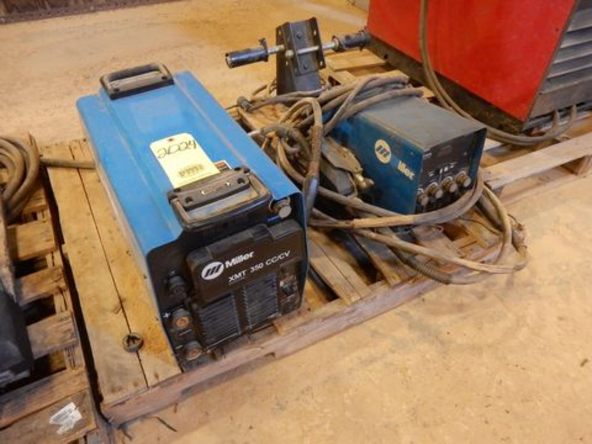 MIG WELDER, MILLER MDL. XMT350CC/CV, w/Miller Mdl. 70 series dual head wire feeder, S/N LJ124083U