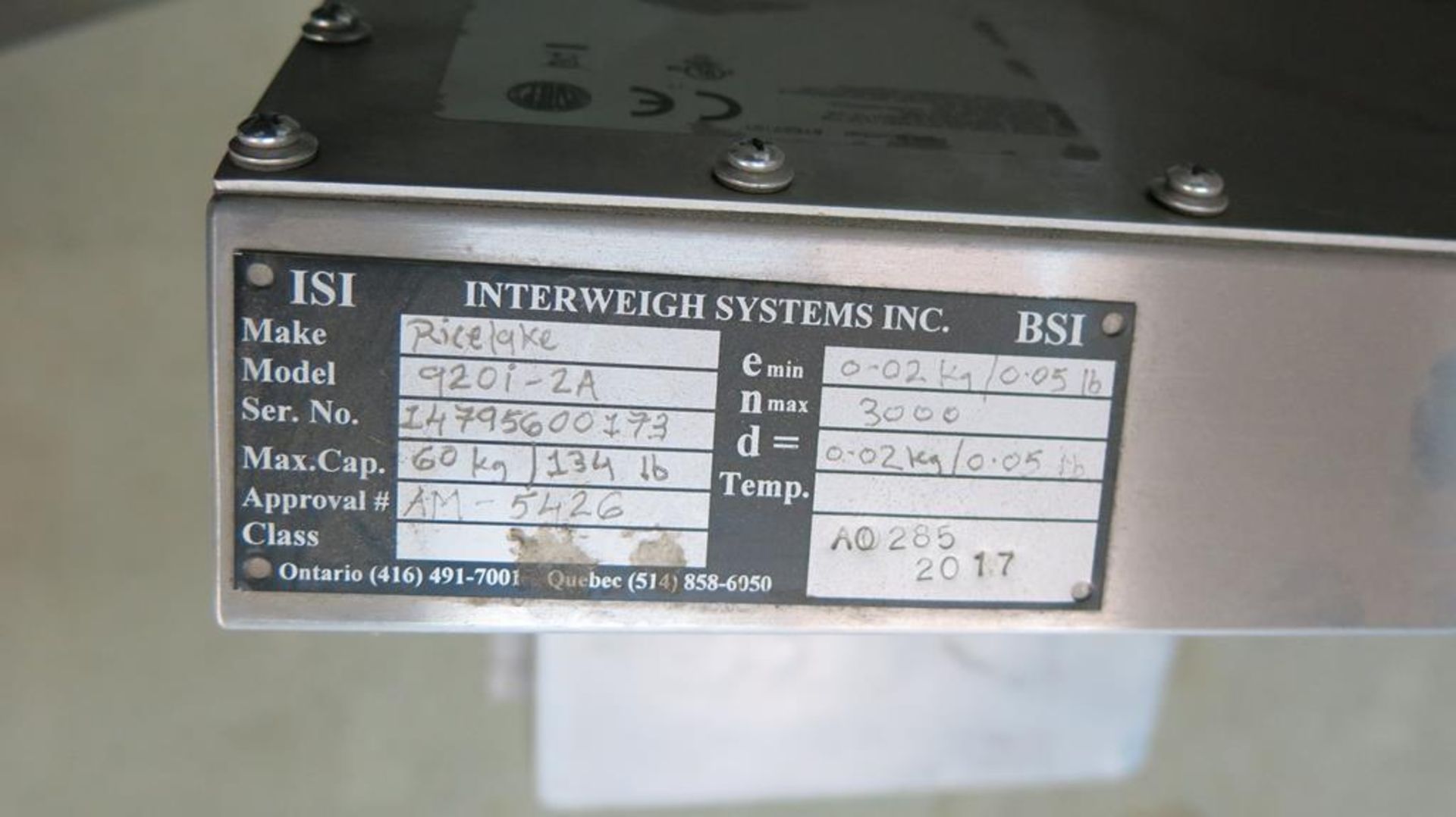 RICE LAKE, 920I-2A, PROGRAMMABLE WEIGHT INDICATOR AND CONTROLLER ON STAND, S/N 14795600173 - Image 3 of 3