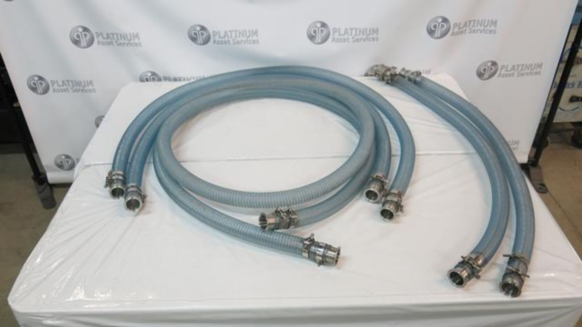 LOT OF ASSORTED TRANSFER PIPING WITH 2", STAINLEES STEEL, FLANGE CONNECTORS - (2) 6FT, (3) 10FT, (1) - Image 2 of 4