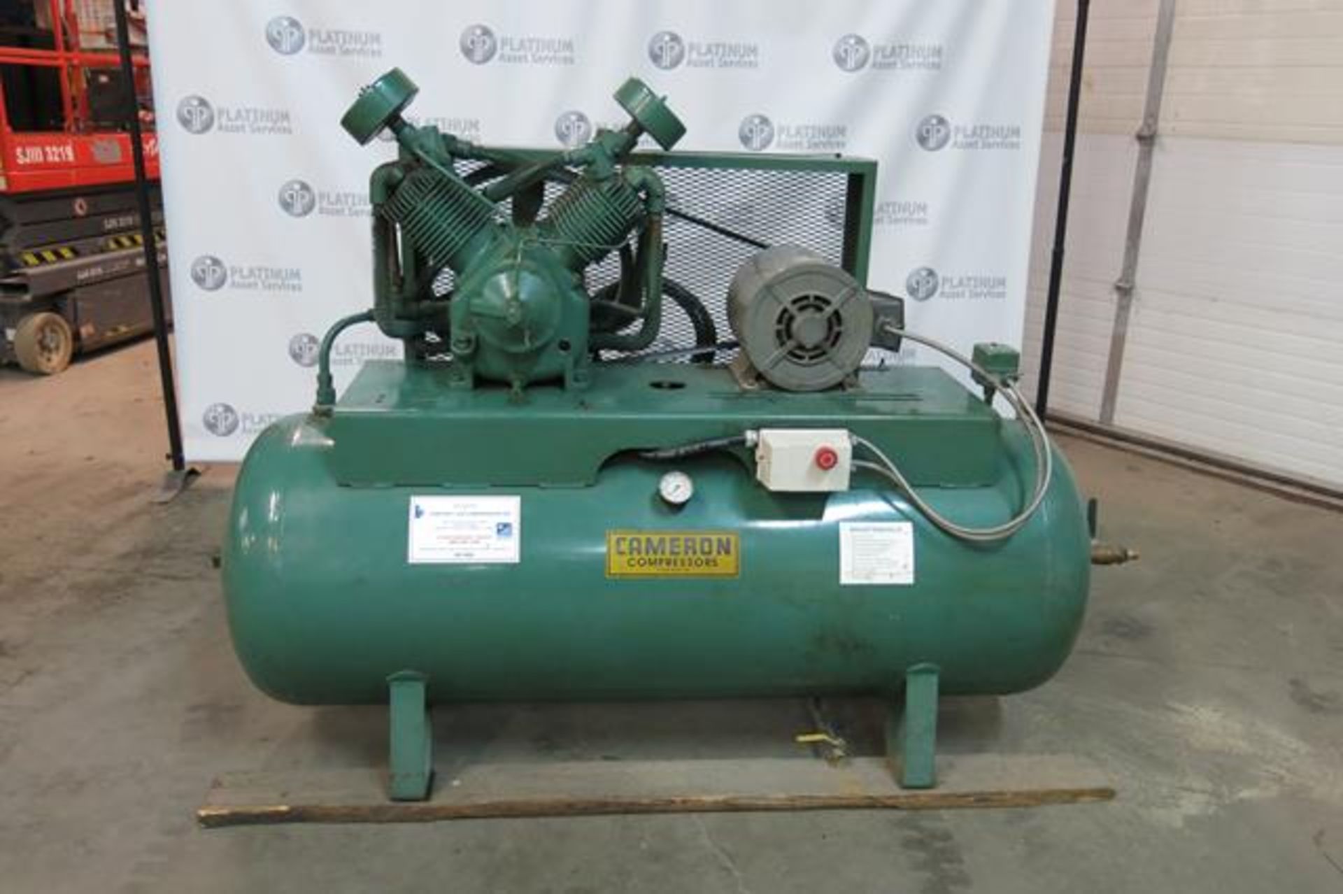 CAMERON 10 HP, TANK MOUNTED, PISTON TYPE, AIR COMPRESSOR, 160 GALLON, 200 PSI, 575 VAC, 3 PHASE ( - Image 2 of 4