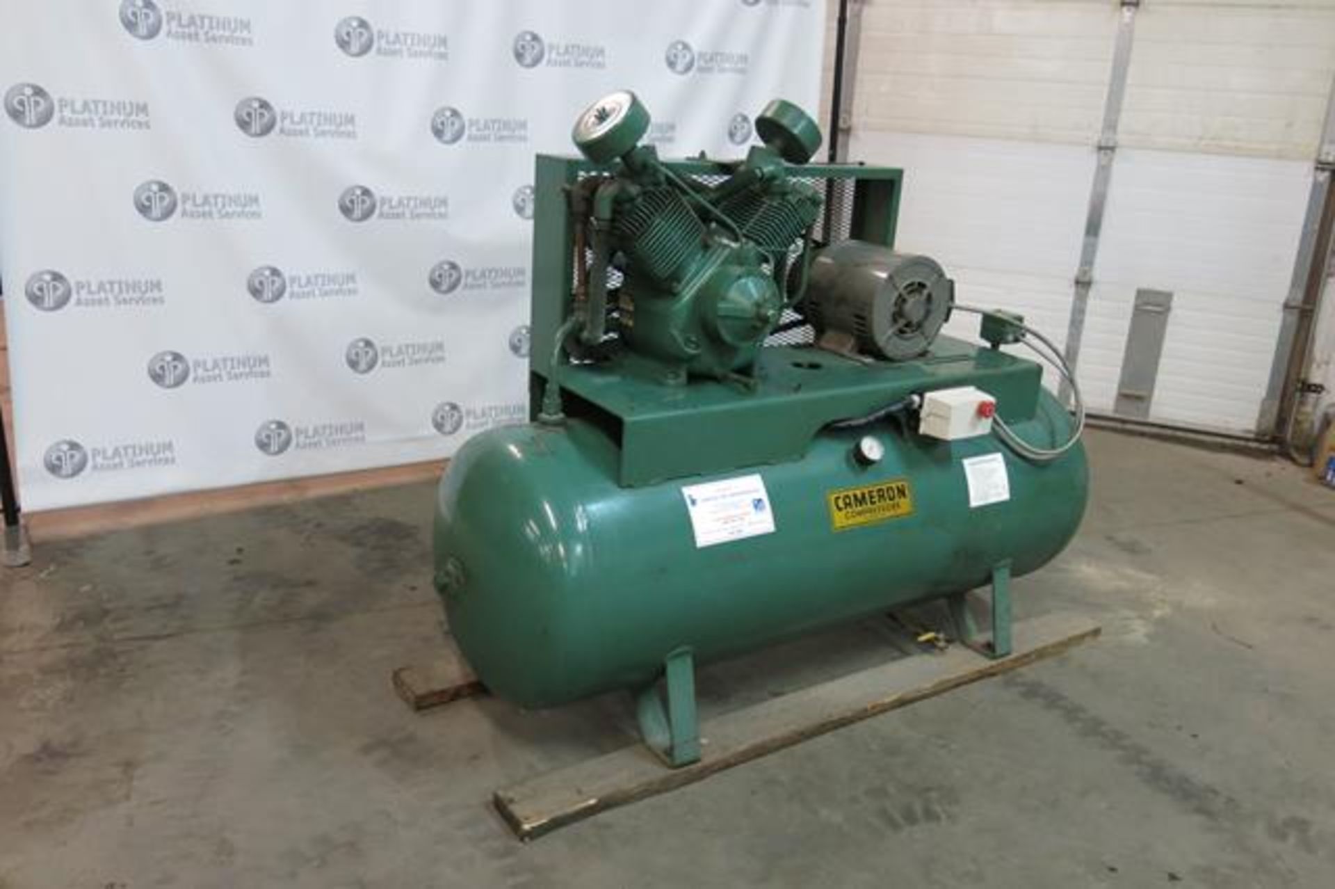 CAMERON 10 HP, TANK MOUNTED, PISTON TYPE, AIR COMPRESSOR, 160 GALLON, 200 PSI, 575 VAC, 3 PHASE (