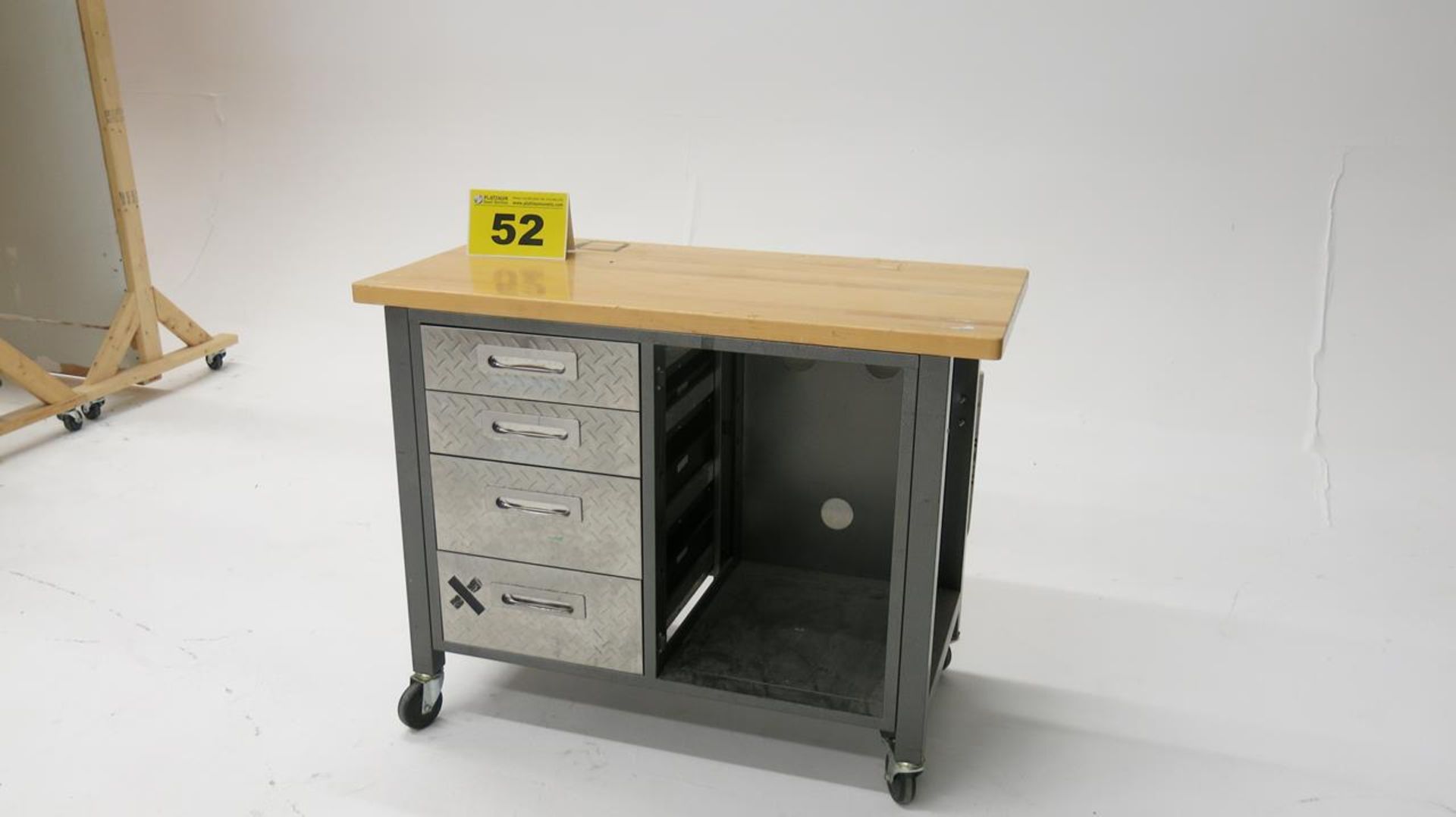 STAINLESS STEEL, 4 DRAWER, WORKBENCH WITH WOOD TOP AND DESK - Image 2 of 5