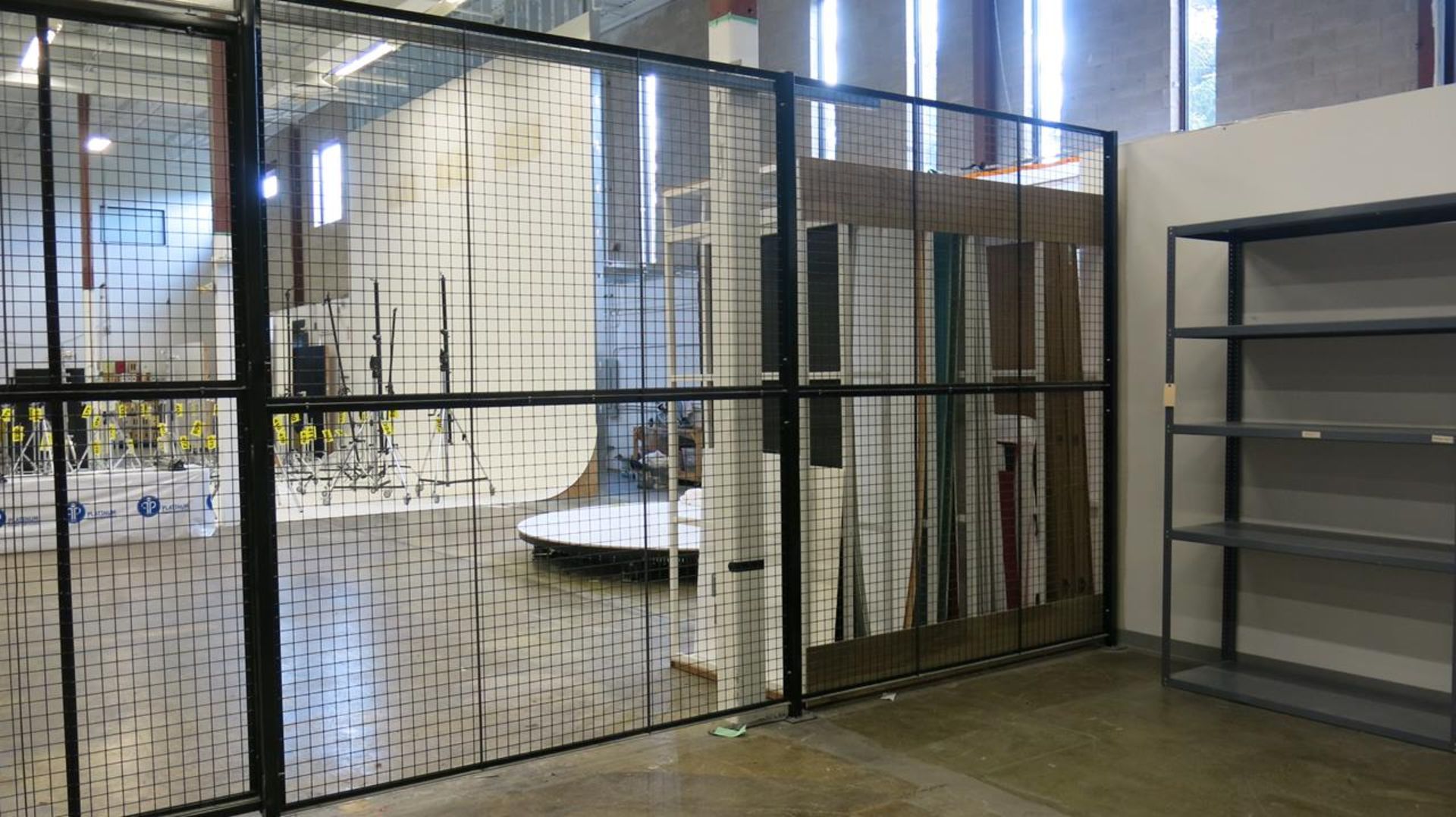 BLACK METAL DIVIDING WALL WITH (2) BLACK ROLLING ACCESS GATES, 640' LONG, 10' HIGH (COMPRISED OF ( - Image 4 of 5