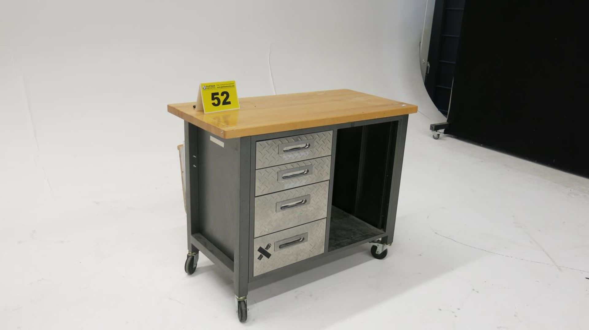 STAINLESS STEEL, 4 DRAWER, WORKBENCH WITH WOOD TOP AND DESK - Image 3 of 5