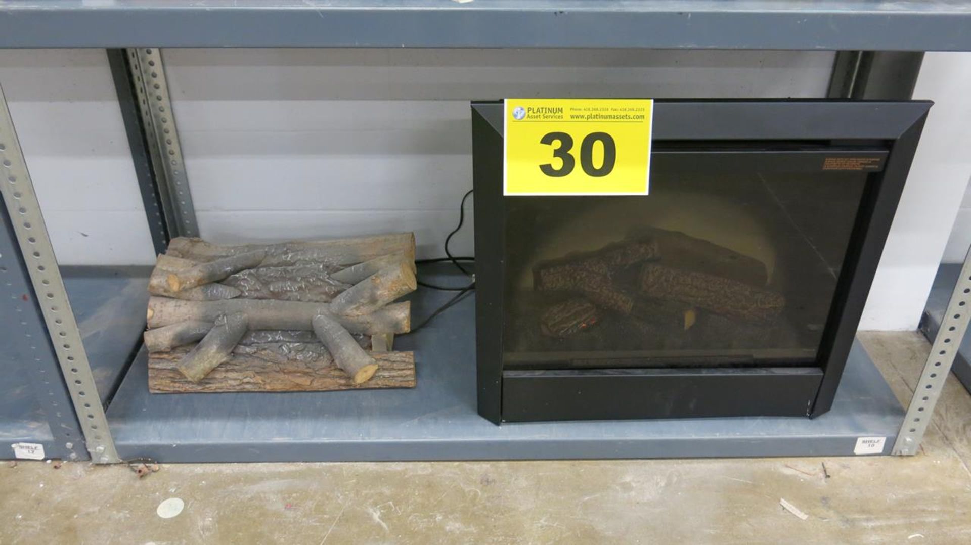 LOT OF ELECTRIC FIREPLACE AND WOOD LOG