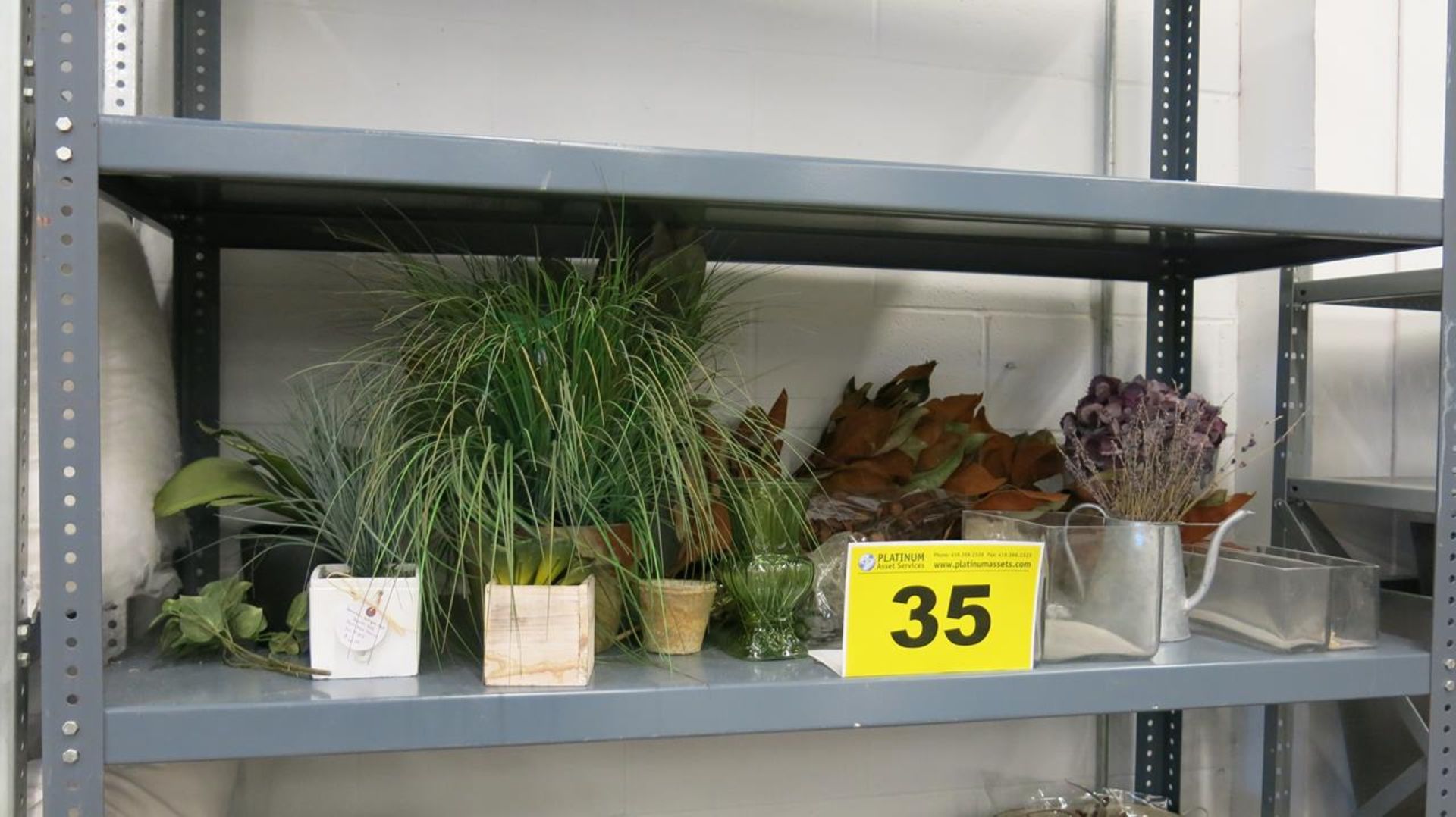 LOT OF FAKE PLANTS AND VASES