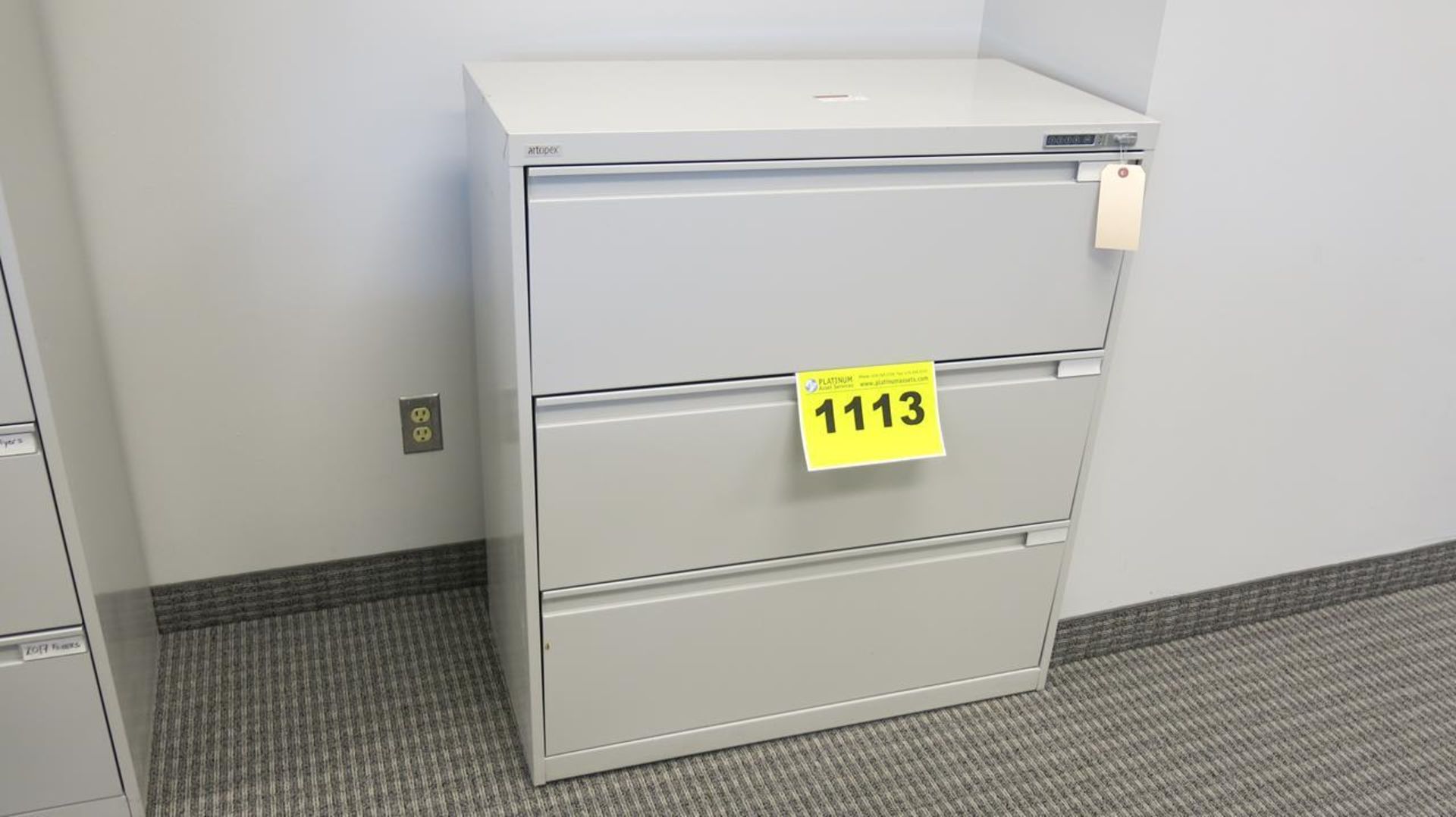 ARTOPEX, THREE DRAWER, LATERAL FILING CABINET WITH KEYPAD LOCK