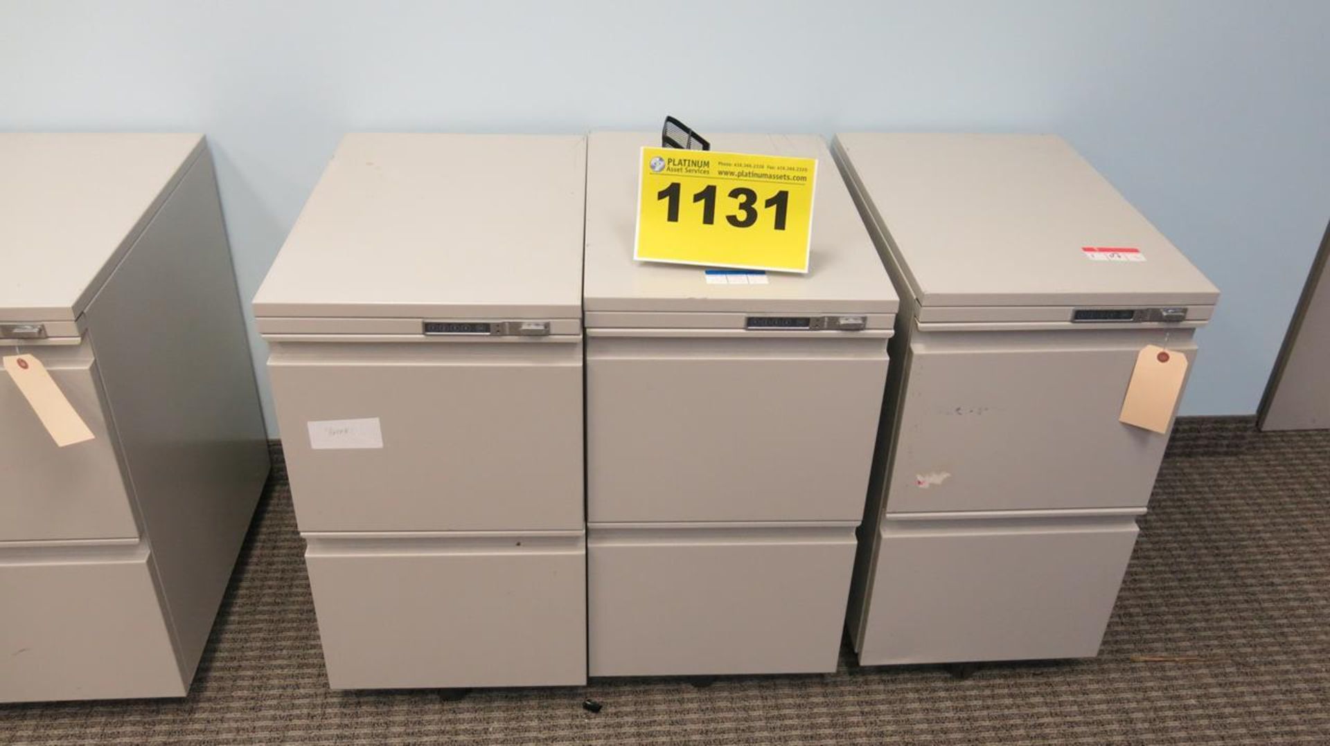 TWO DRAWER, VERTICAL FILING CABINETS ON WHEELS WITH KEYPAD LOCK