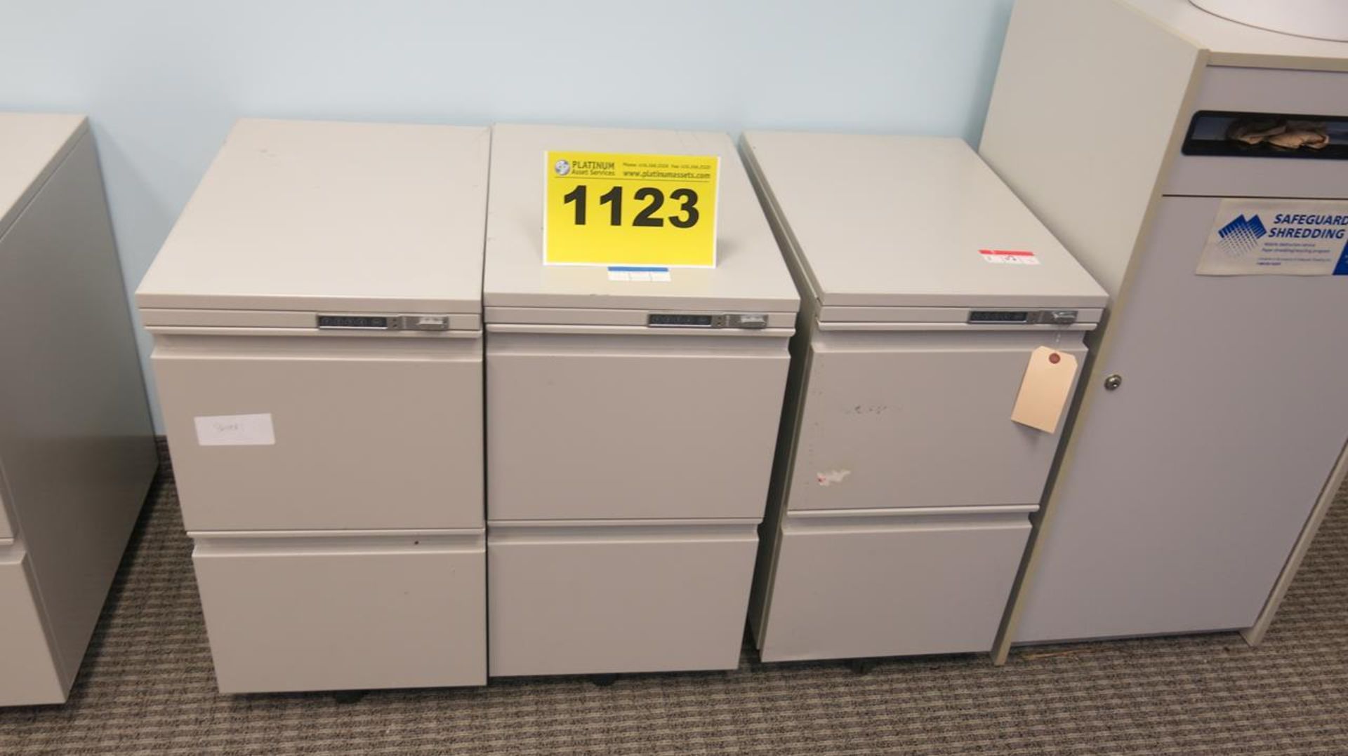 TWO DRAWER, VERTICAL FILING CABINETS ON WHEELS WITH KEYPAD LOCK