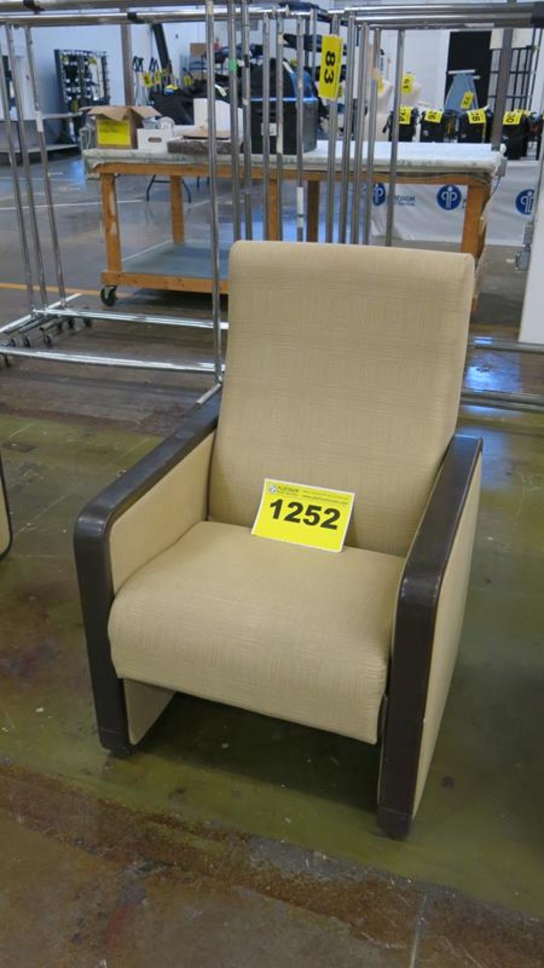 BEIGE, FABRIC, ARM CHAIR