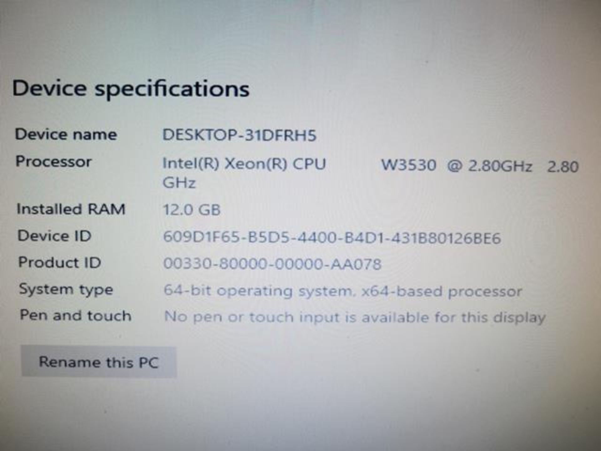 DELL, PRECISION T3500, DESKTOP WORKSTATION, INTEL® XEON ® CPU W3530 @ 2.80 GHZ, 12GB RAM, HDD 297GB, - Image 2 of 6