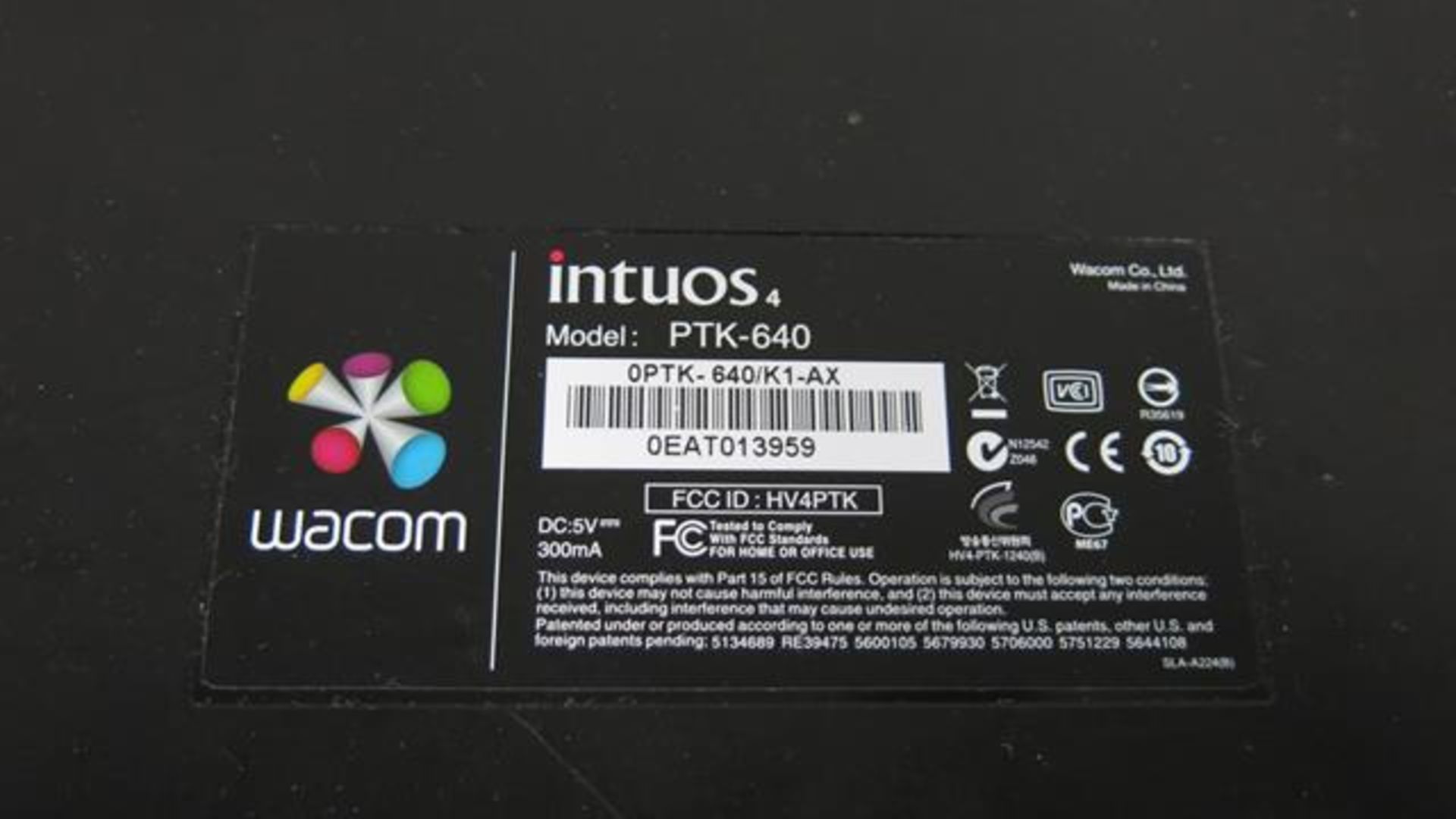 WACOM, PTK-640, MEDIUM, USB WIRED, GRAPHICS TABLET (UNIT NOT FUNCTIONING) (TAG#260) - Image 2 of 2