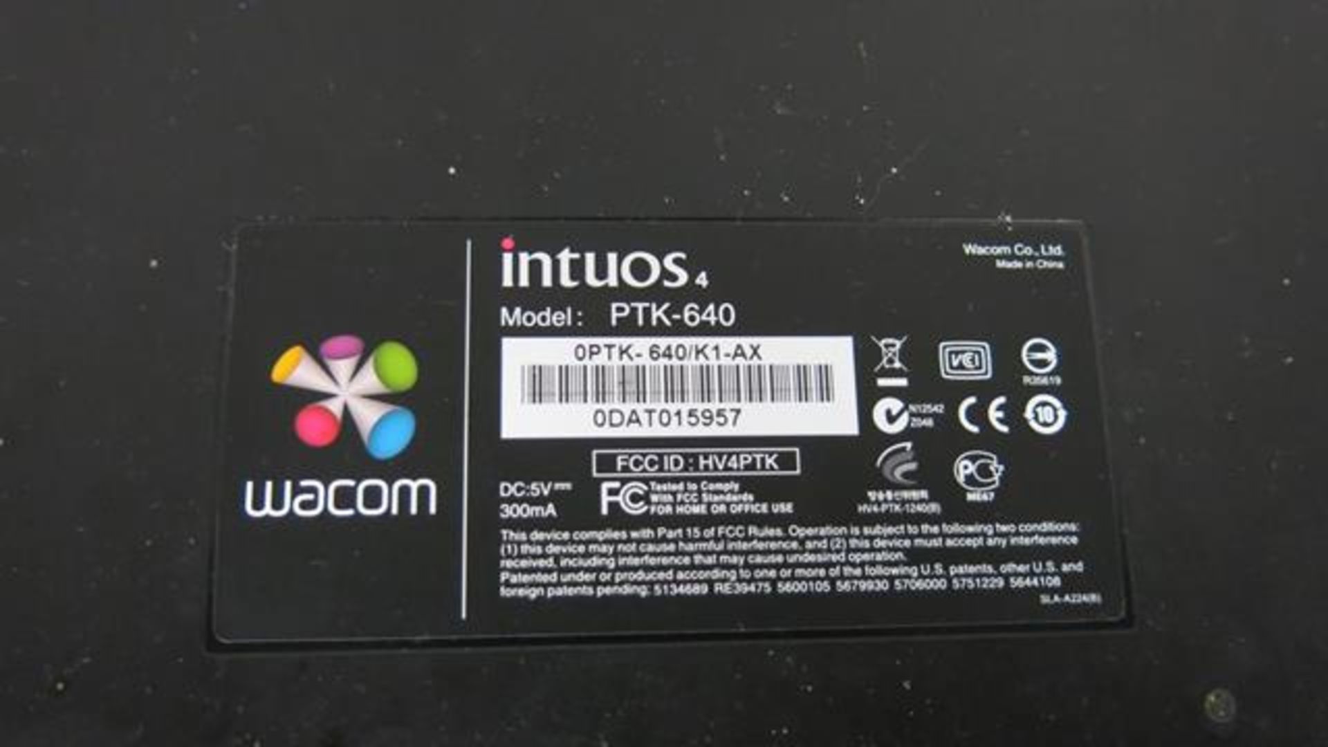 WACOM, PTK-640, MEDIUM, USB WIRED, GRAPHICS TABLET (UNIT NOT FUNCTIONING) (TAG#265) - Image 2 of 2