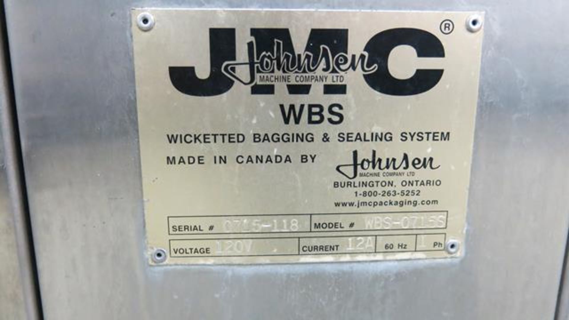 JOHNSEN, WBS-0715S, STAINLESS STEEL, WICKETED BAGGING AND SEALING SYSTEM, 7" - 15" BAG CAPACITY, - Image 4 of 6