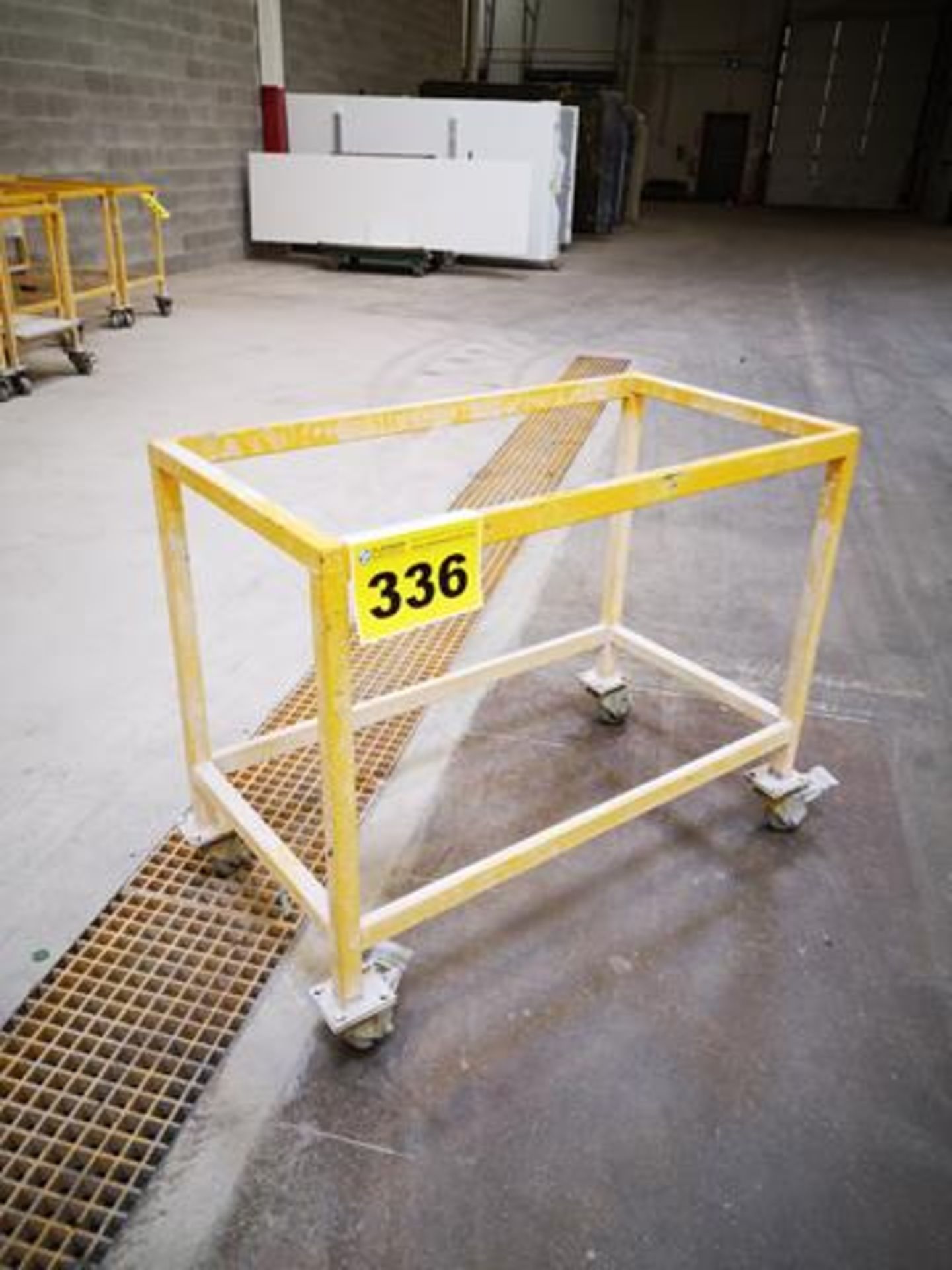 METAL FRAME SLAB FABRICATION TABLE ON CASTERS