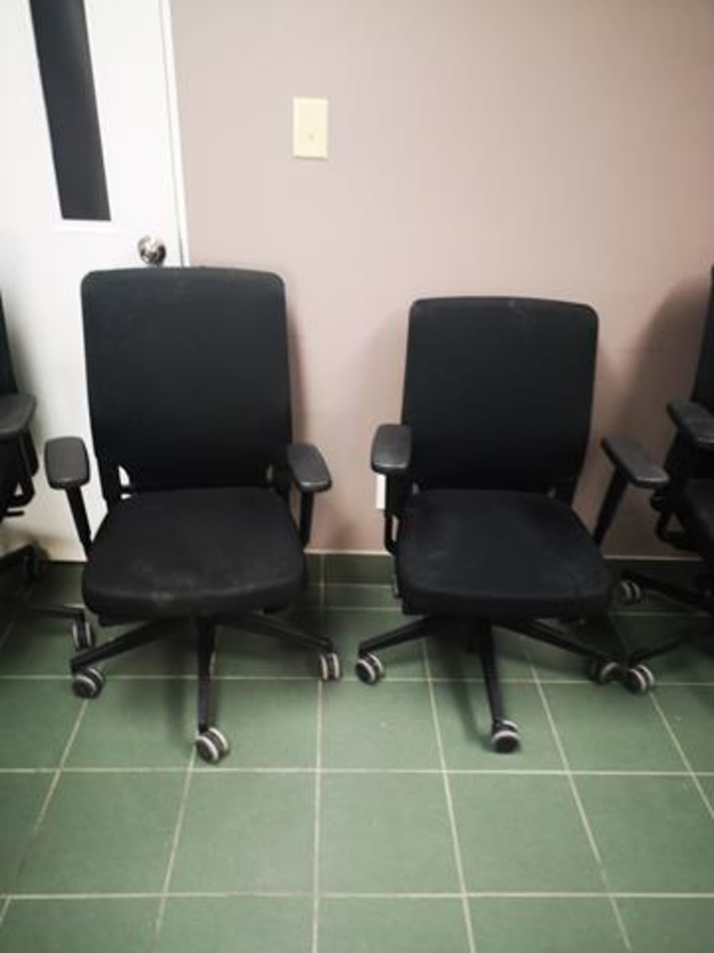 BLACK, FABRIC CHAIRS ON CASTERS - Image 6 of 6