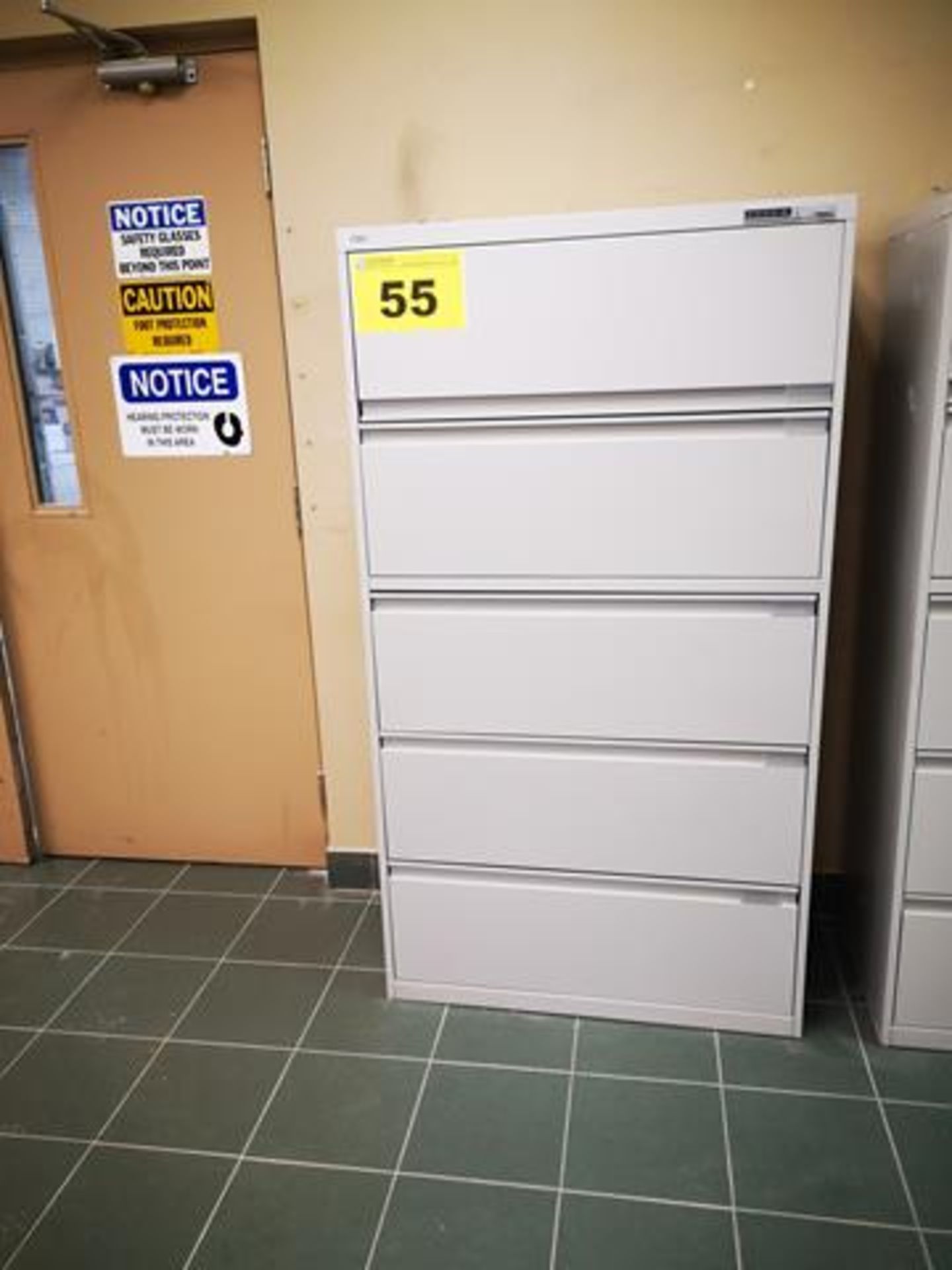 LATERAL GRAY, FIVE DRAWER, FILING CABINET WITH KEYPAD LOCK