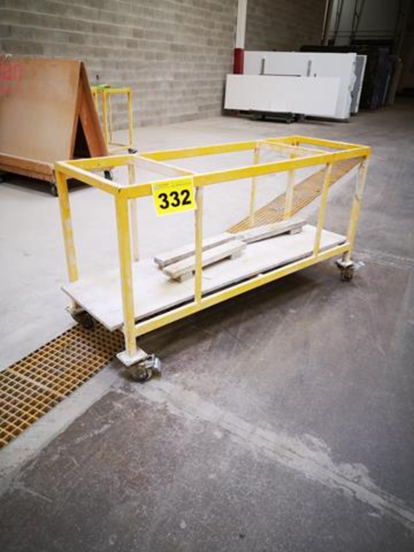 METAL FRAME SLAB FABRICATION TABLE ON CASTERS