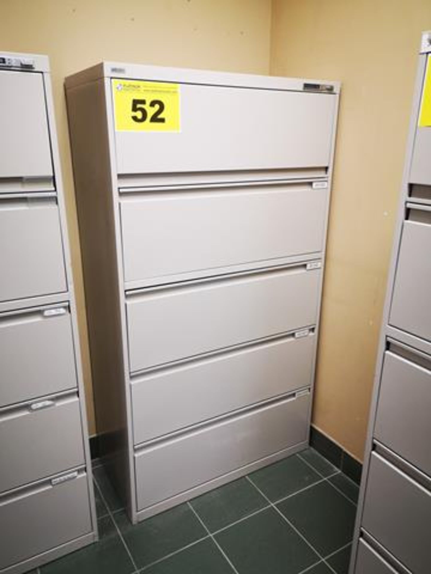 LATERAL GRAY, FIVE DRAWER, FILING CABINET WITH KEYPAD LOCK