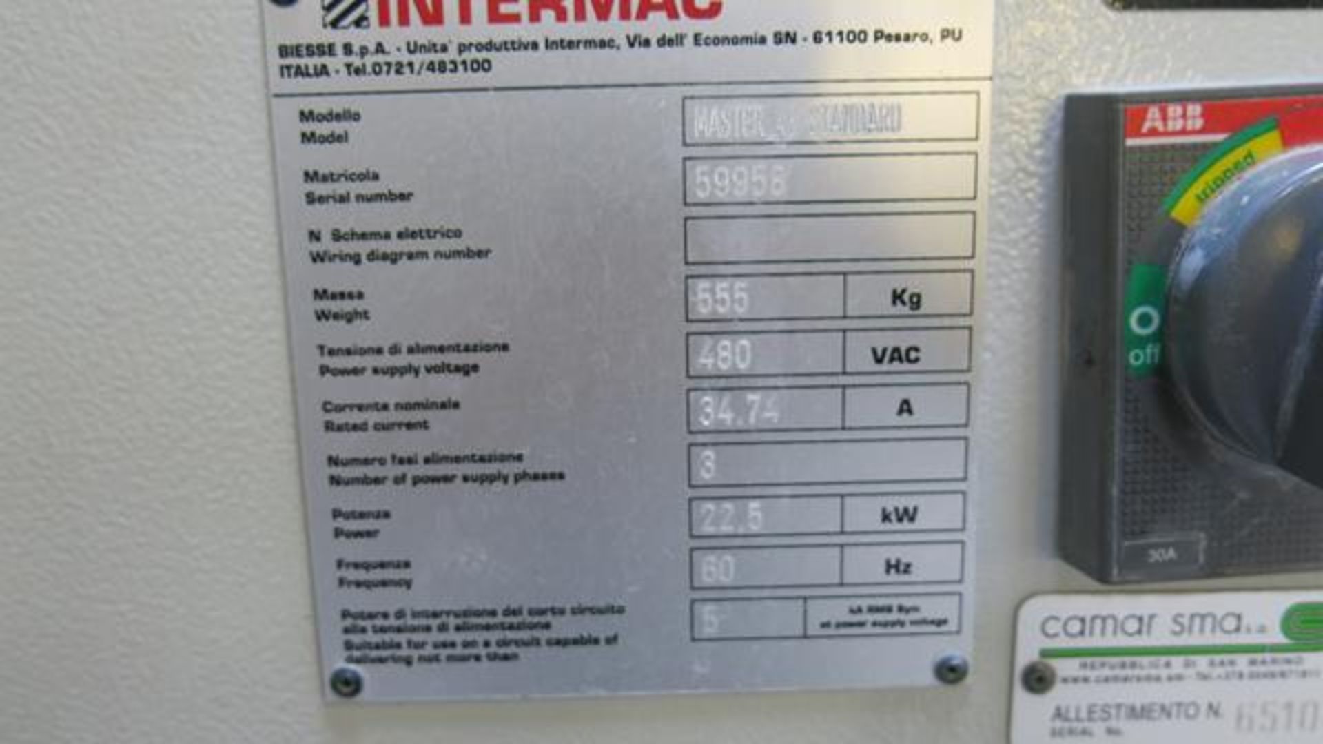 INTERMAC, MASTER 43 STANDARD, CNC STONE AND GLASS MACHINING CENTRE, TABLE SIZE 4060 MM X 2300 MM, - Image 7 of 7