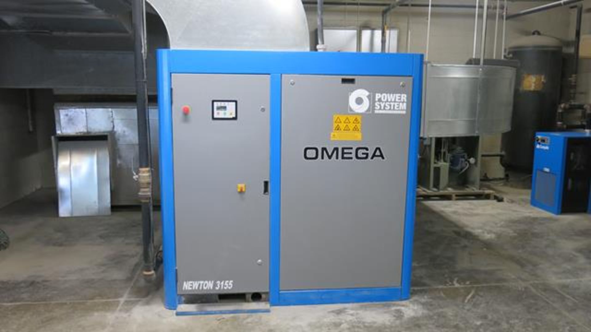 OMEGA POWER SYSTEMS, PS-3155-8-05, NEWTON 3155, 75 HP, AIR COMPRESSOR, 116 PSI, S/N 3712690001,