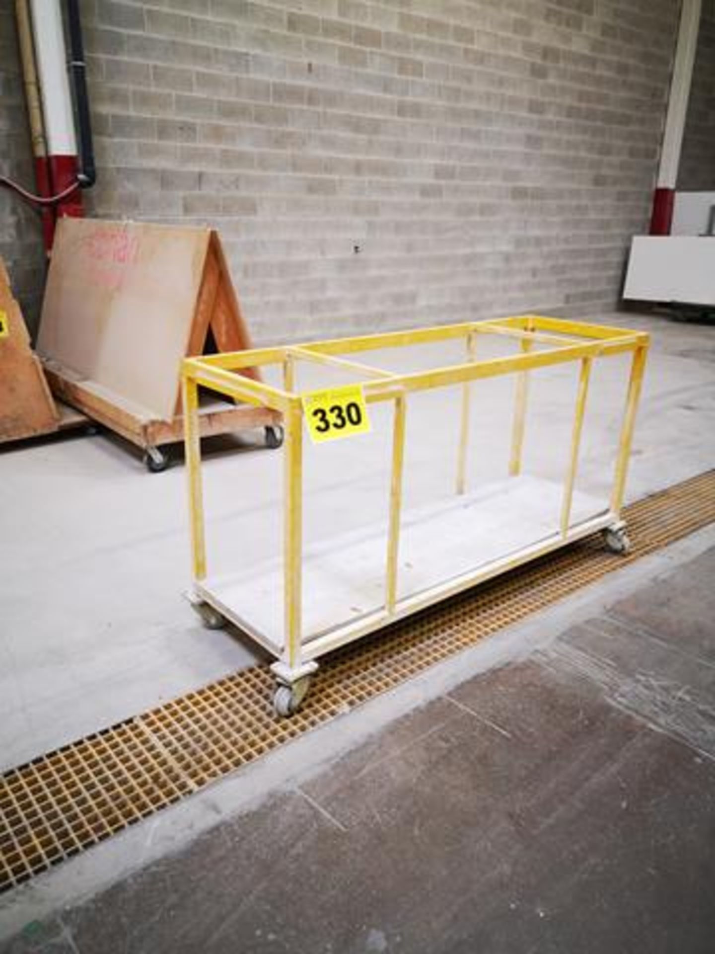 METAL FRAME SLAB FABRICATION TABLE ON CASTERS