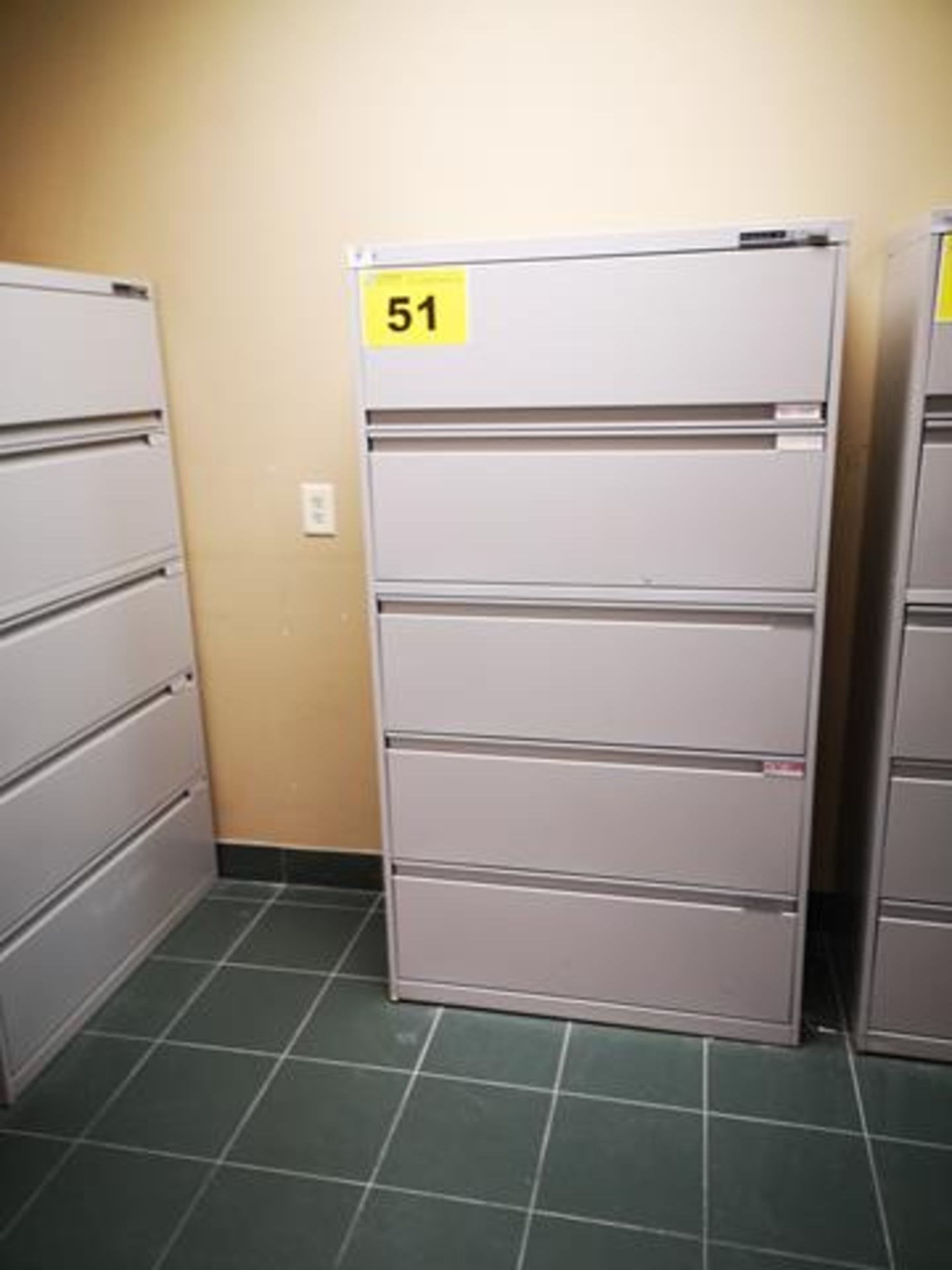 LATERAL GRAY, FIVE DRAWER, FILING CABINET WITH KEYPAD LOCK