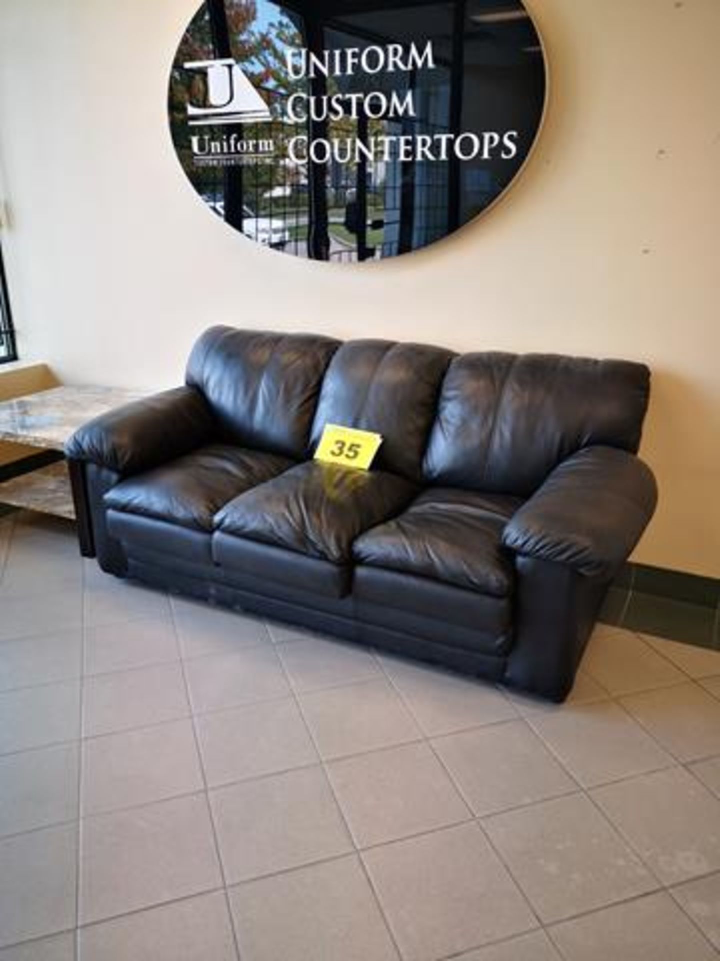 BLACK THREE SEATER LEATHER COUCH