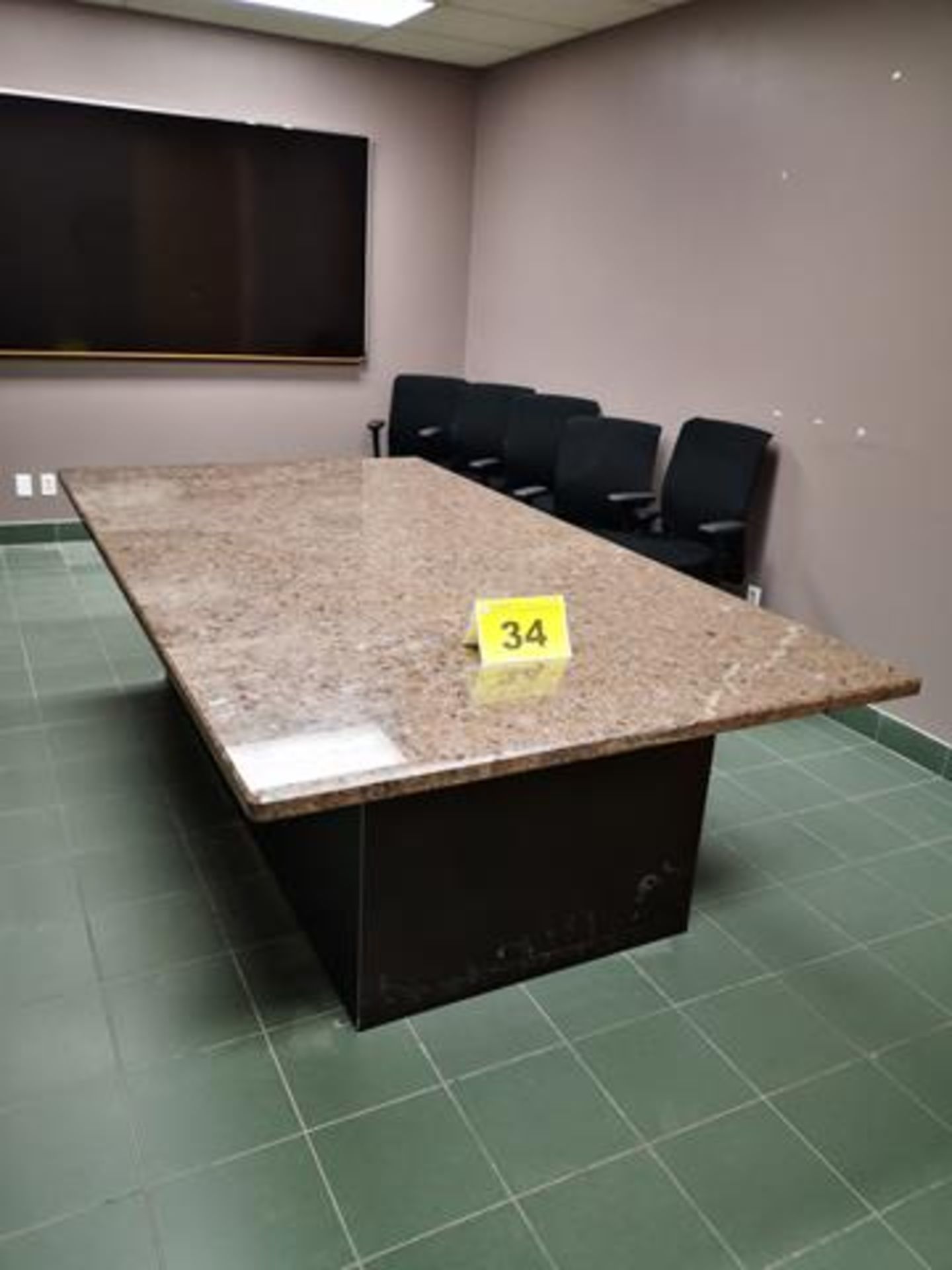 BOARDROOM TABLE WITH MARBLE TOP, DIMENSIONS (L, W, H) 110" X 60" X 32"