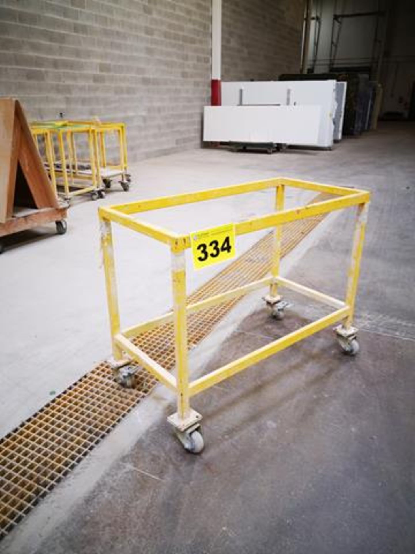 METAL FRAME SLAB FABRICATION TABLE ON CASTERS