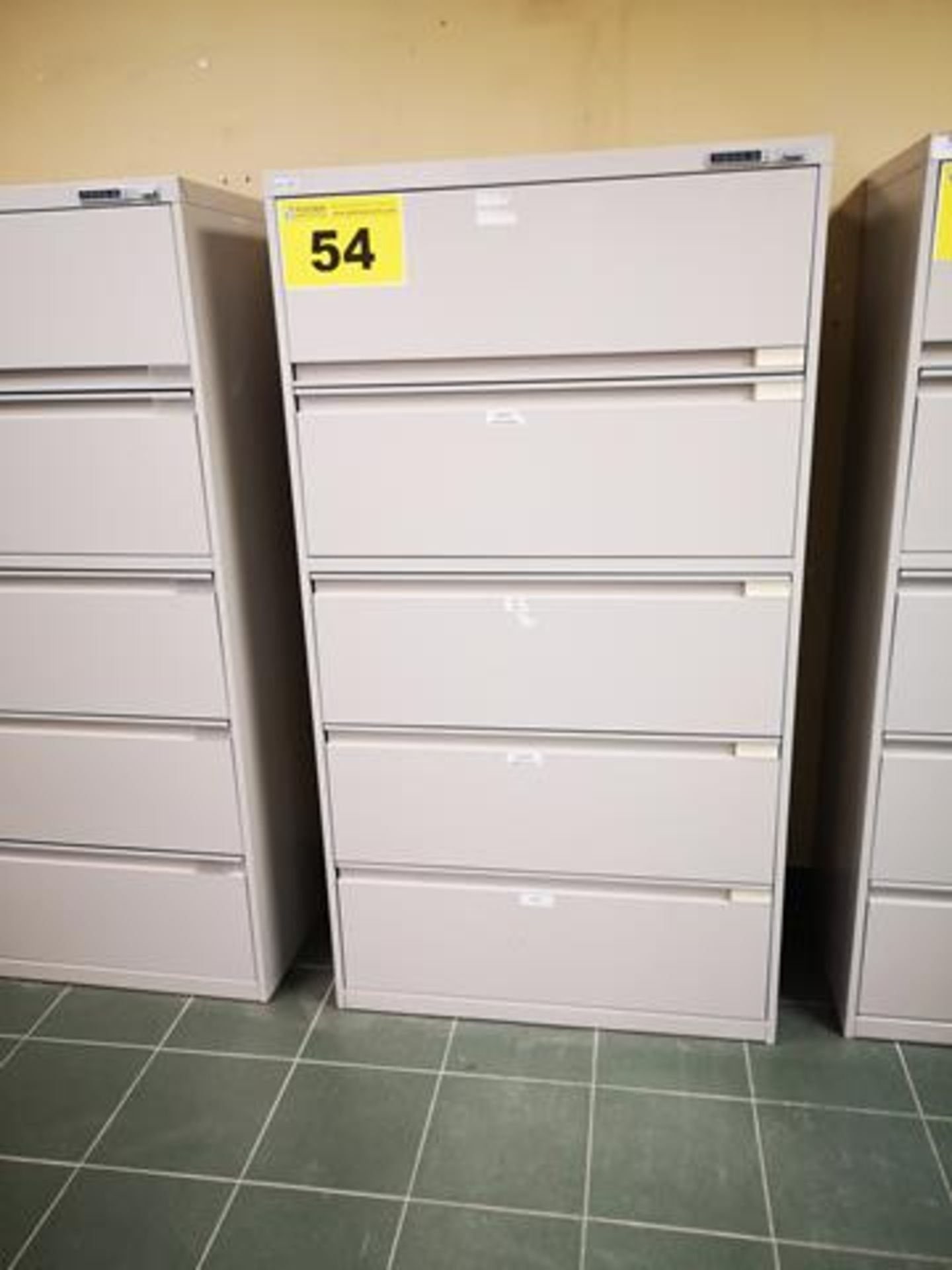 LATERAL GRAY, FIVE DRAWER, FILING CABINET WITH KEYPAD LOCK