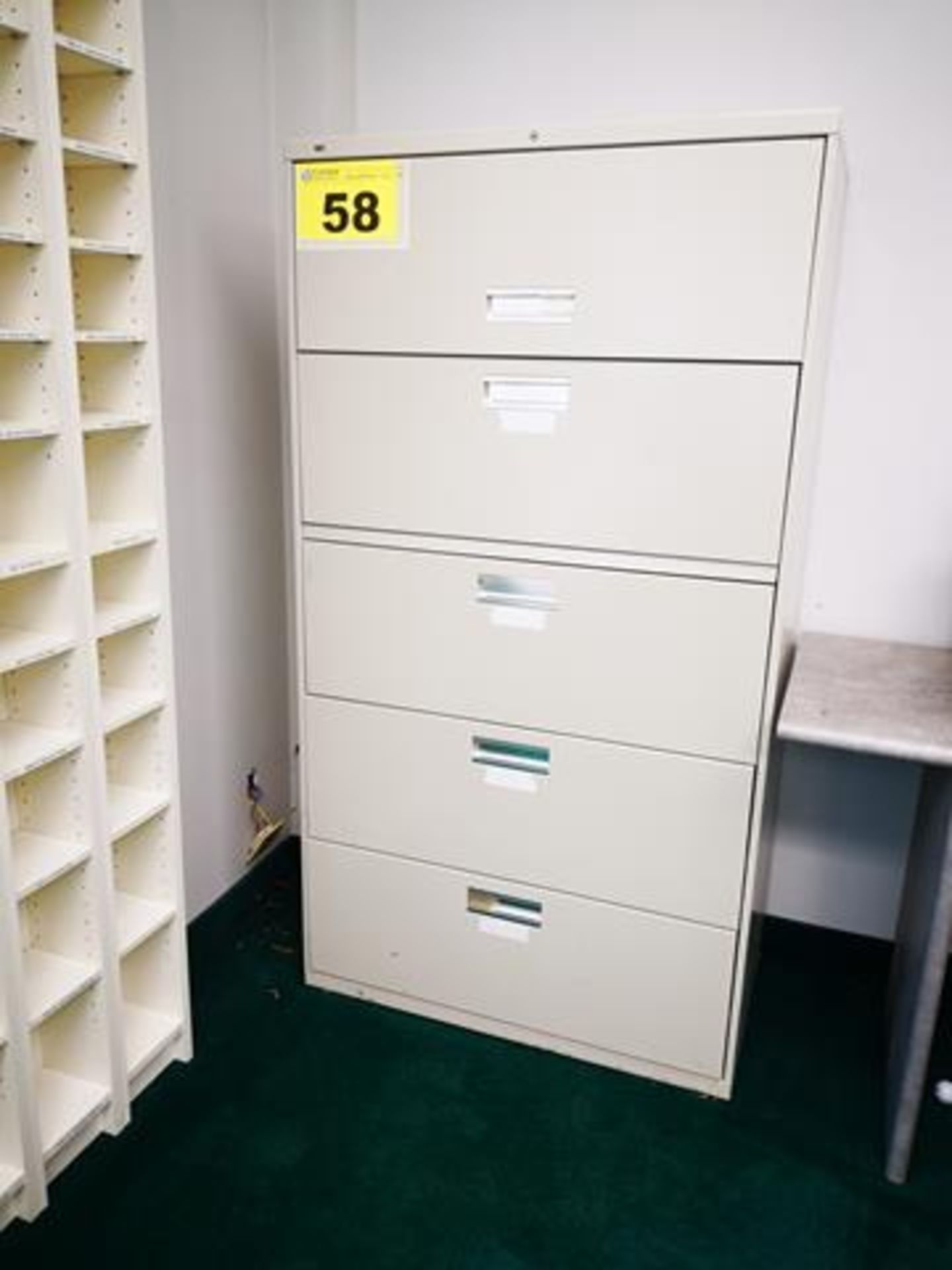 LATERAL GRAY, FIVE DRAWER, FILING CABINET WITH KEYPAD LOCK