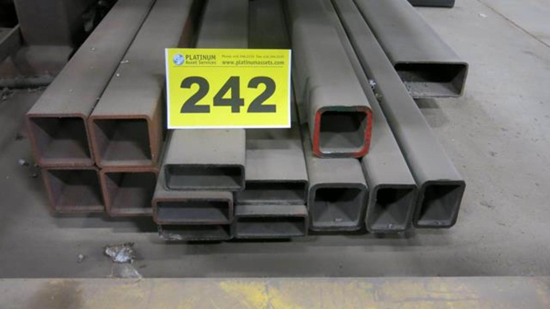 LOT OF (14) PIECES OF STEEL TUBING COMPRISED OF: (8) PIECES OF STEEL TUBING, 20', 4" X 4", (5)