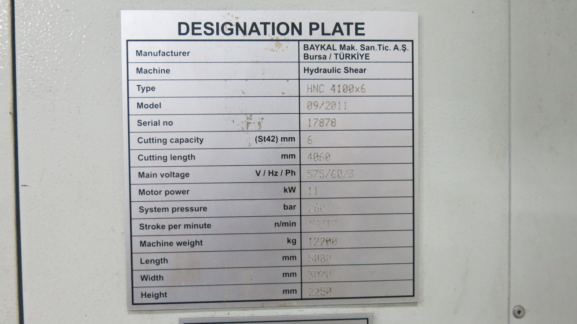 BAYKAL , HNC1400X6, 6MM (1/4") X 4060 MM (13'), GUILLOTINE SHEAR, PROGRAMMABLE GAP AND RAKE ANGLE, - Image 11 of 11