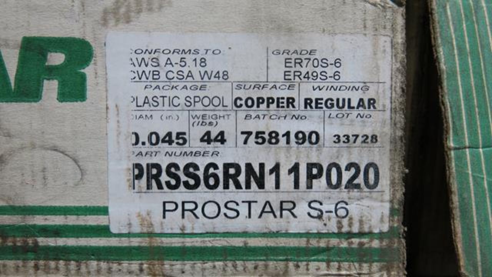 LOT OF (3) PROSTAR, PRSS6RN11P020, COPPER, 0.045", WELDING WIRE ROLLS AND (1) PROSTAR, PRS70S6- - Image 2 of 5